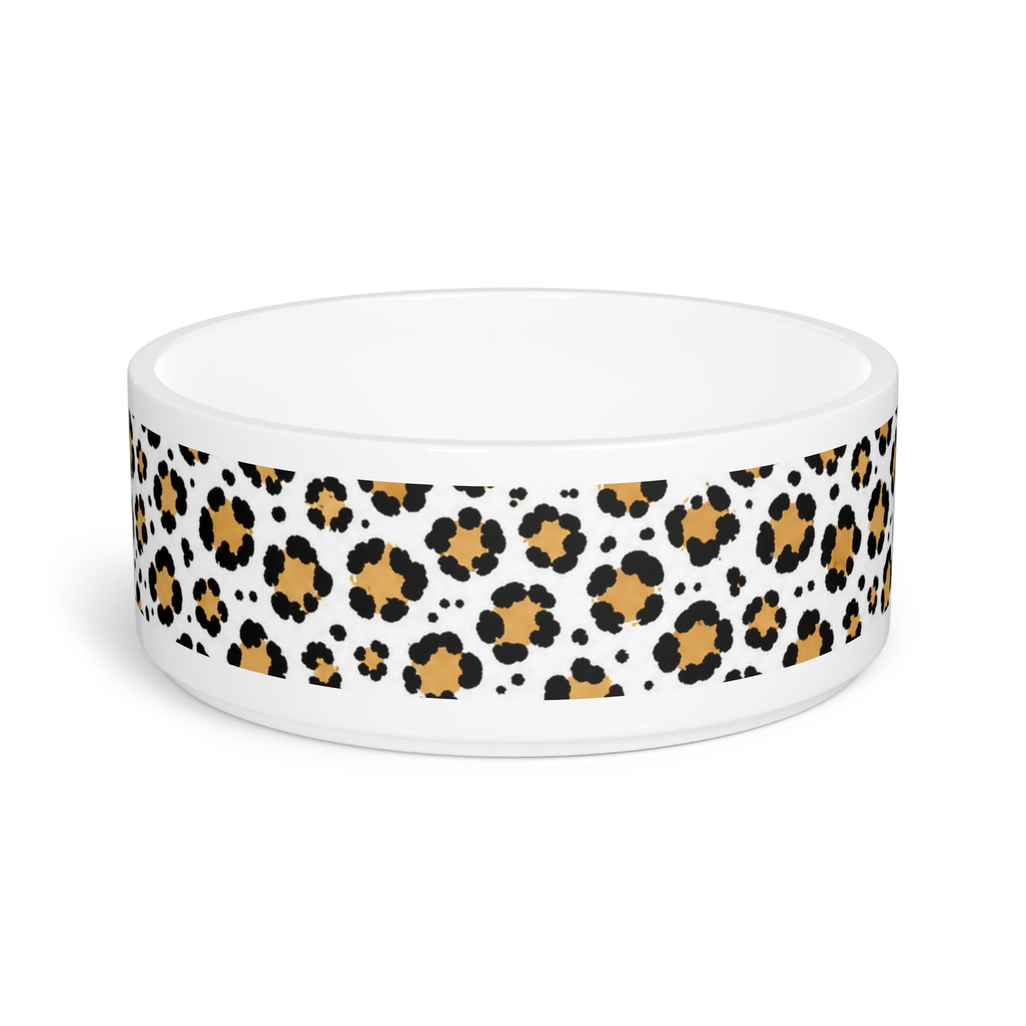 Leopard Print Ceramic Pet Bowl — Stylish Water & Food Dish for Cats & Small Dogs