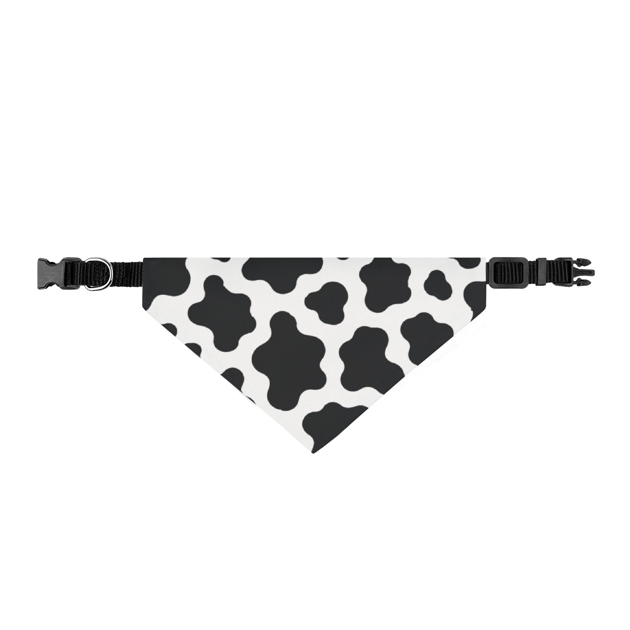 Cow Print Clip-On Pet Bandana - Black & White Adjustable Collar Accessory