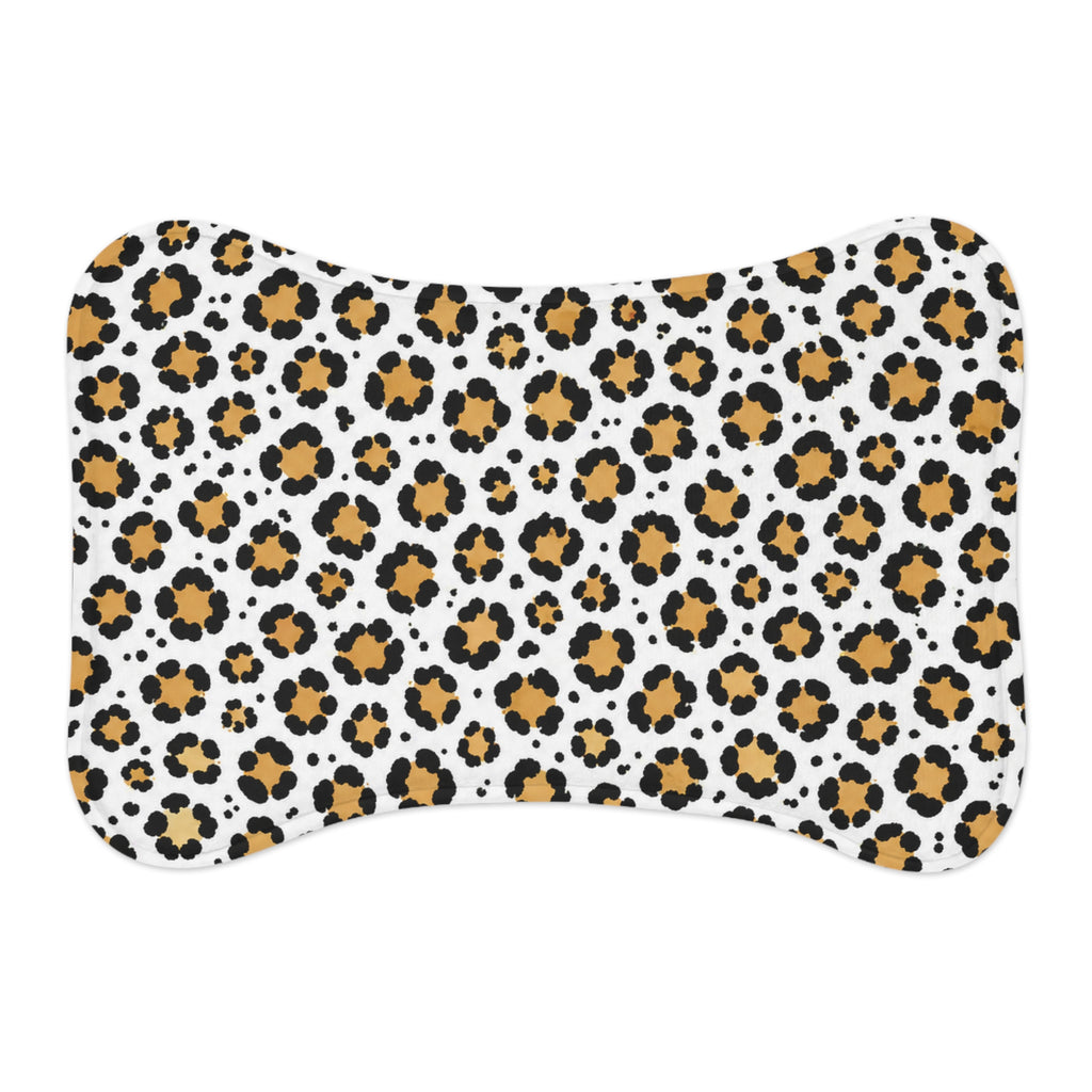 Leopard Print Pet Feeding Mat — Non-Slip Bone-Shaped Cat & Dog Placemat