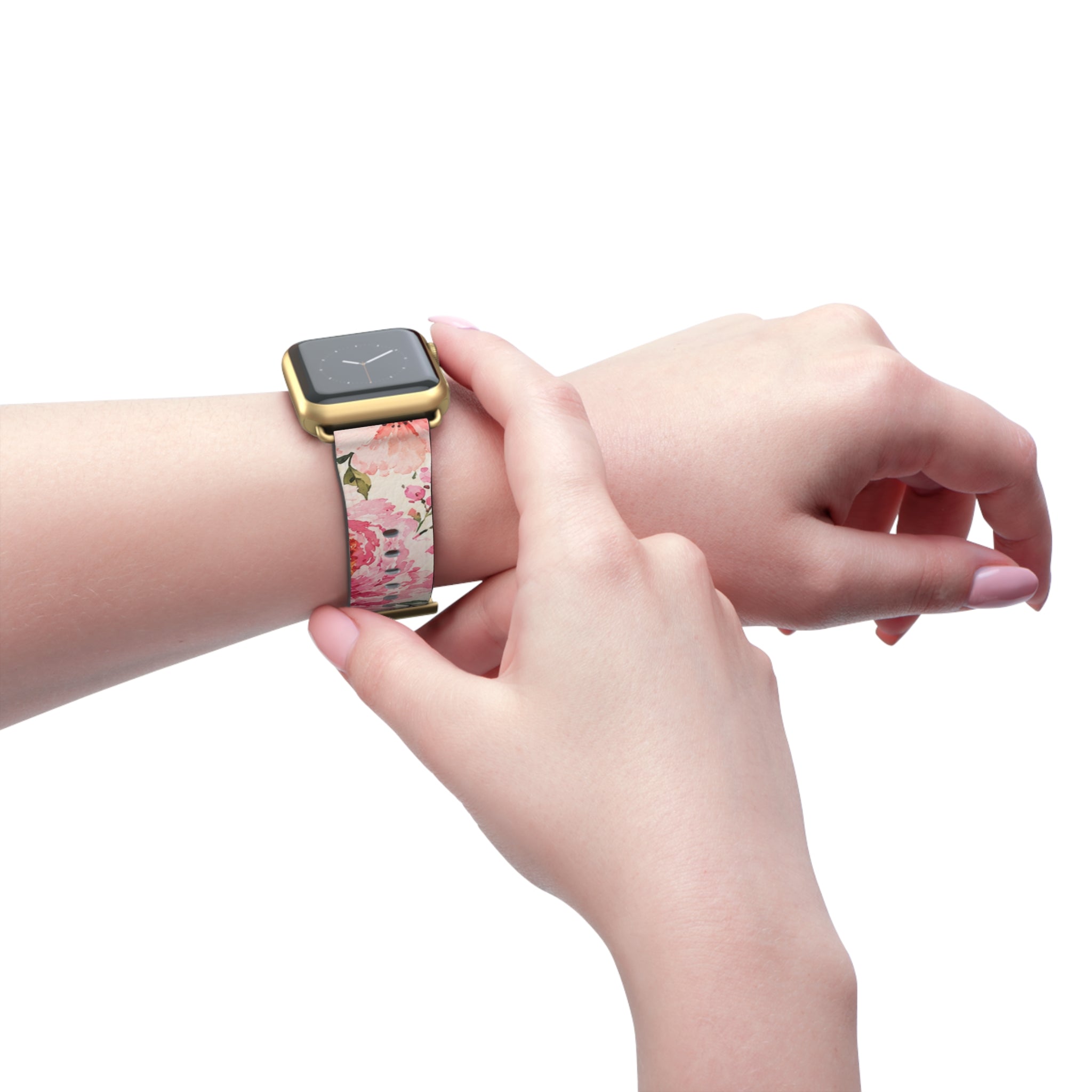 Floral Watercolor Watch Band — Pink & Lavender Garden Apple Watch Strap