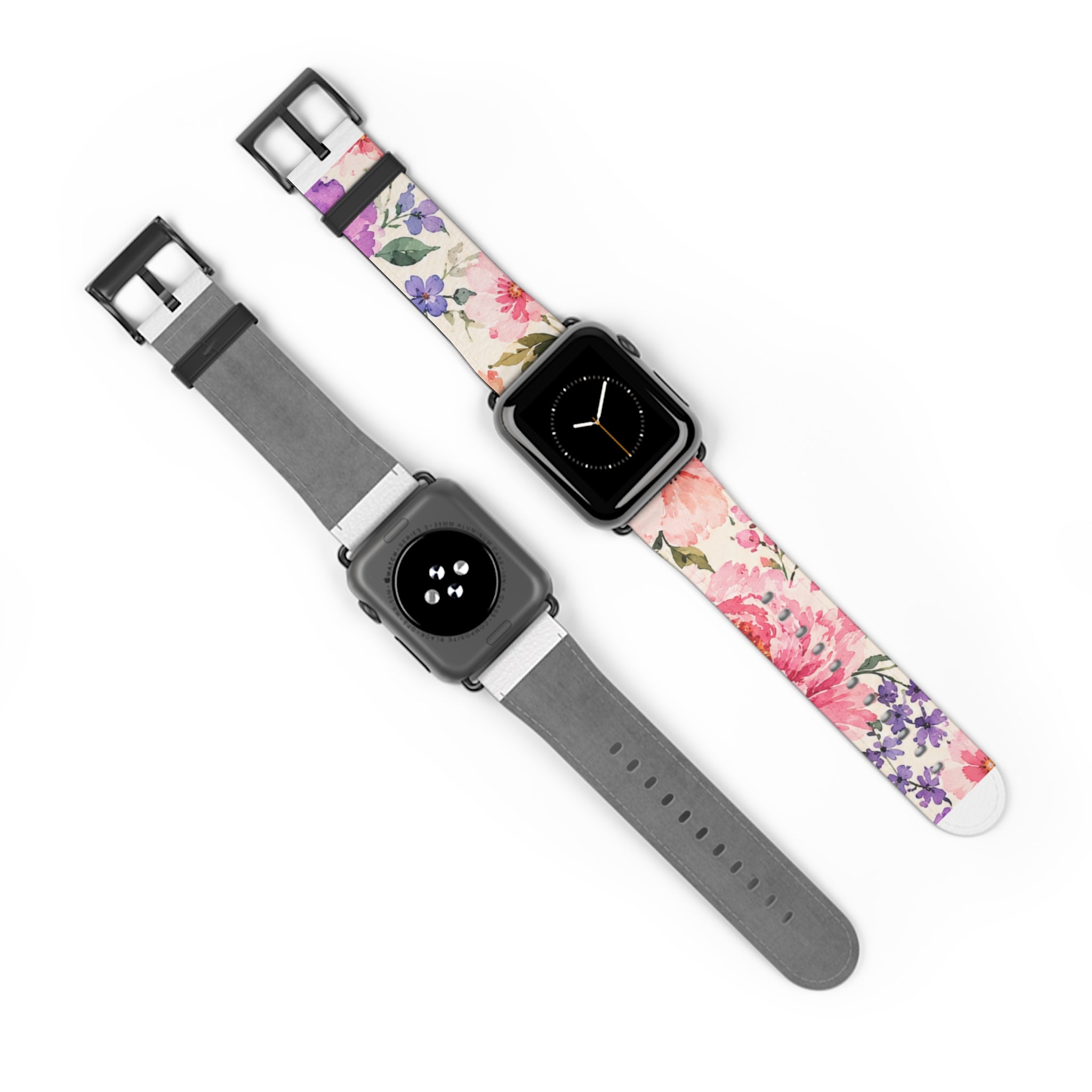 Floral Watercolor Watch Band — Pink & Lavender Garden Apple Watch Strap
