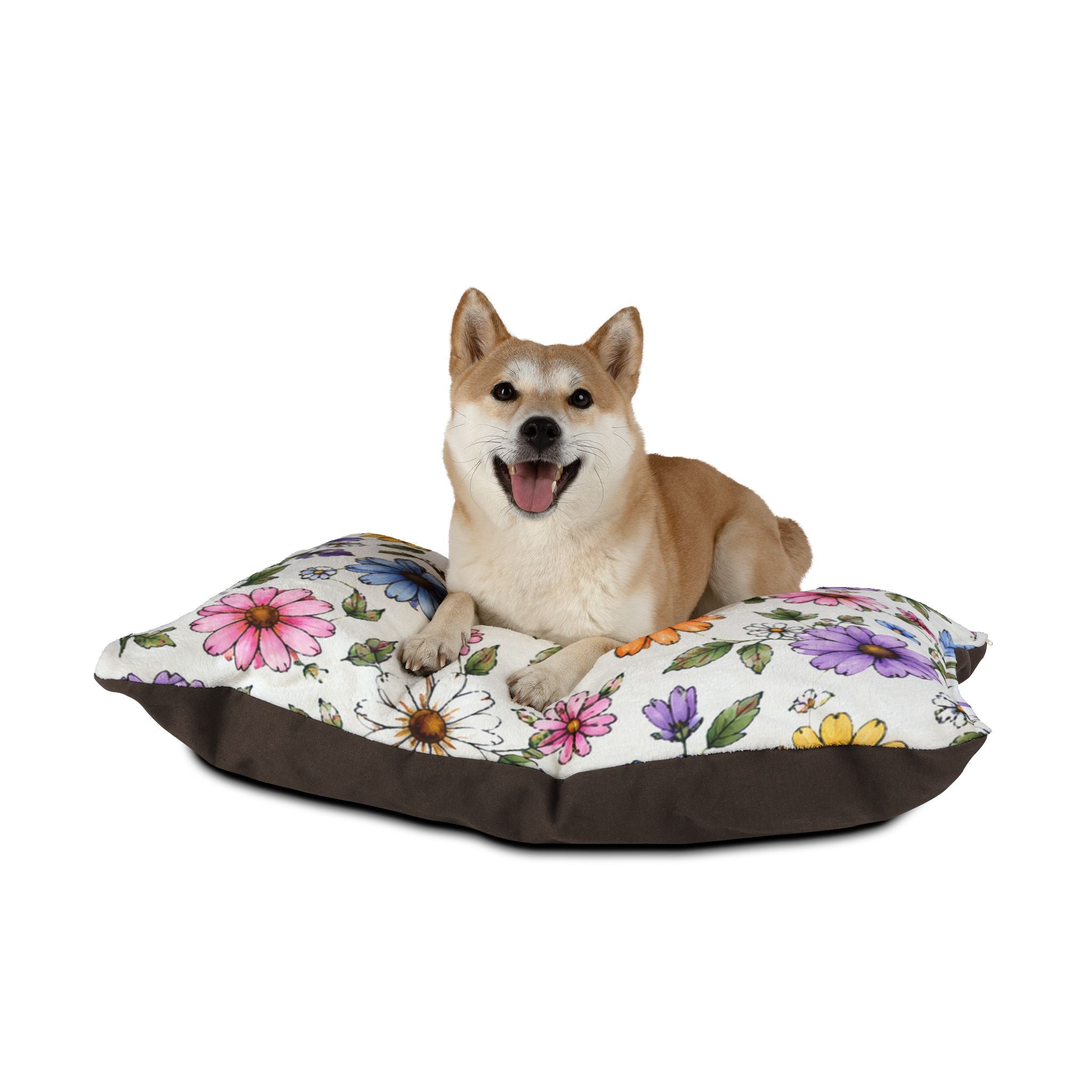 Floral Daisy Pattern Pet Bed — Soft Cozy Cushion for Cats & Dogs