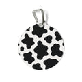 Cow Print Pet ID Tag — Black & White Round Collar Charm