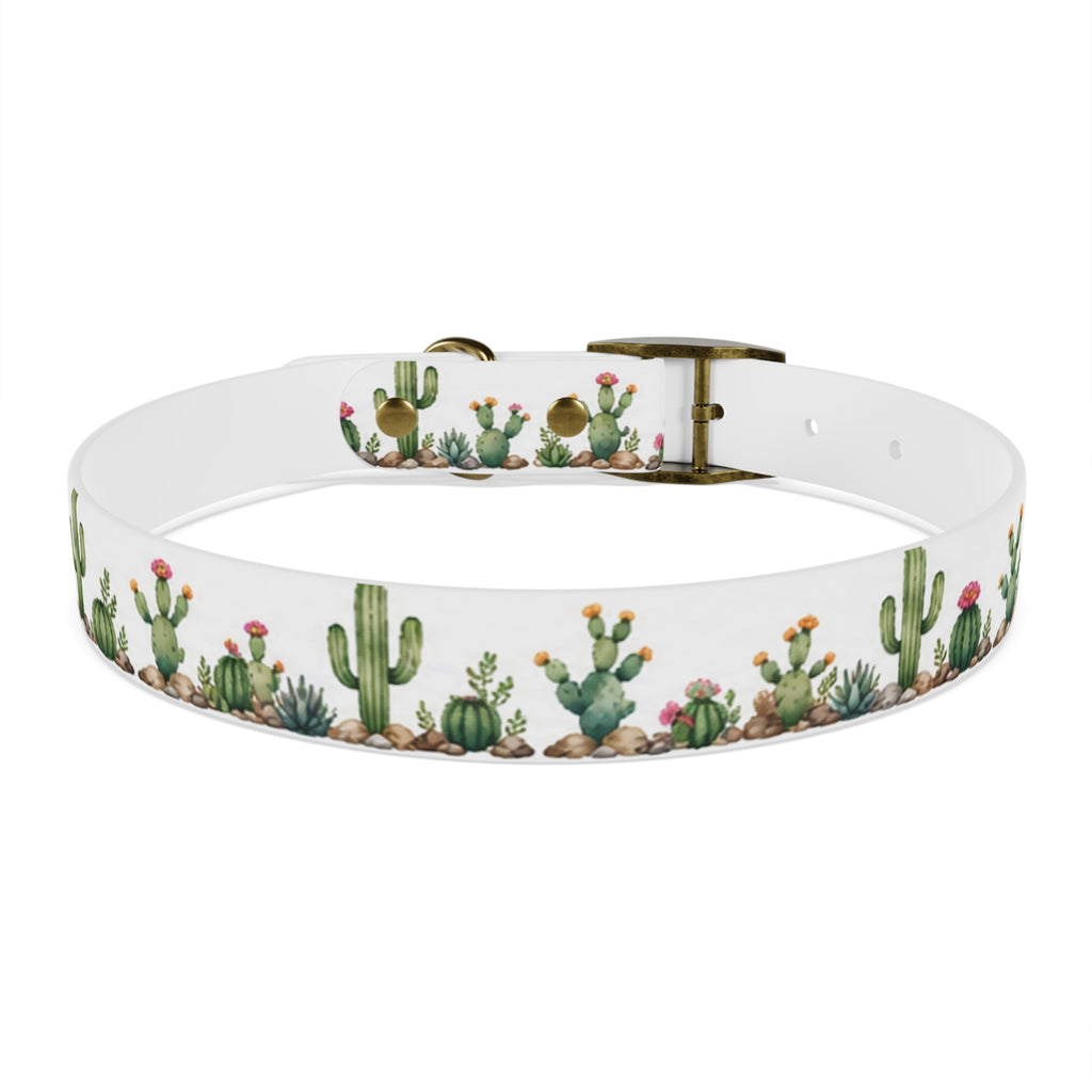Cactus Garden Dog Collar — Watercolor Succulent Print for Small & Large Dogs