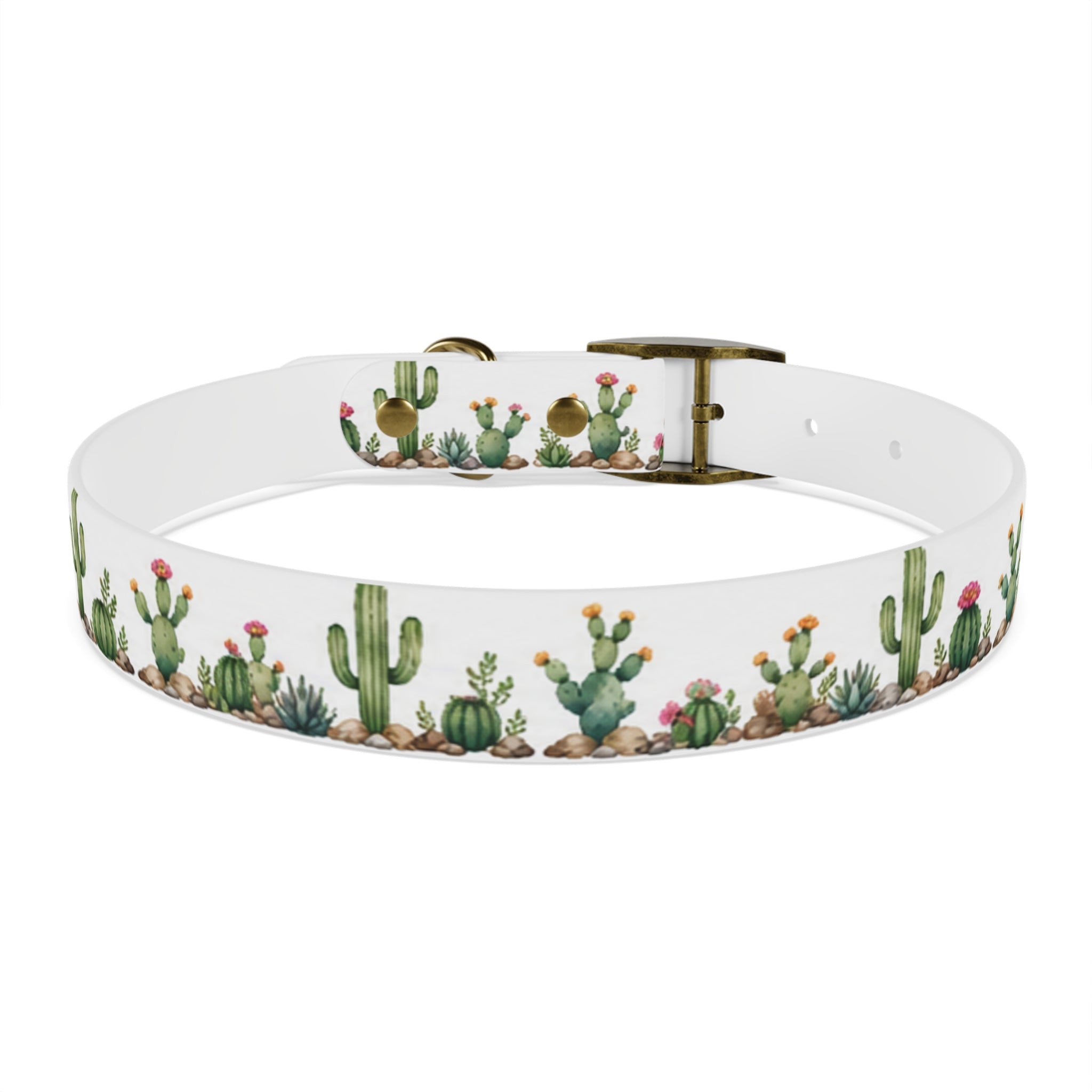 Cactus Garden Dog Collar — Watercolor Succulent Print for Small & Large Dogs