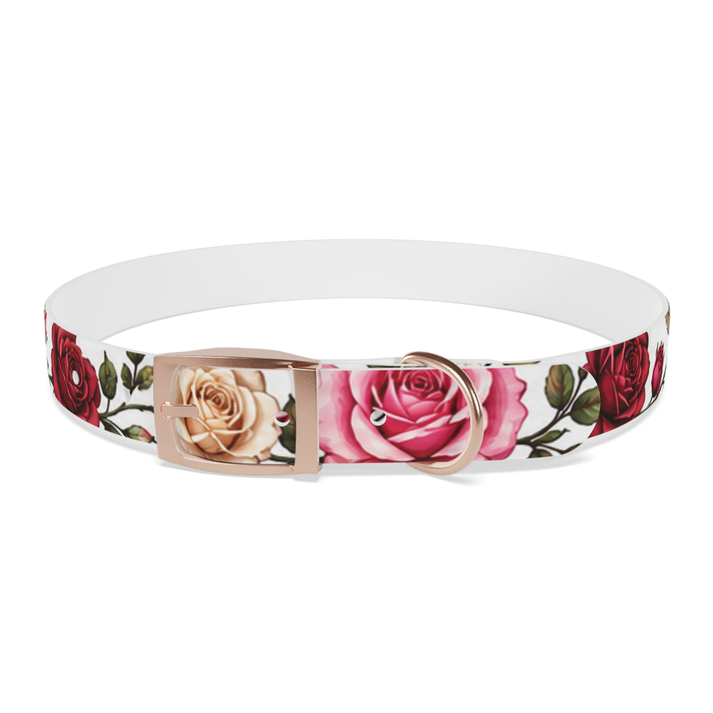 Floral Rose Dog Collar — Pink & Cream Garden Print