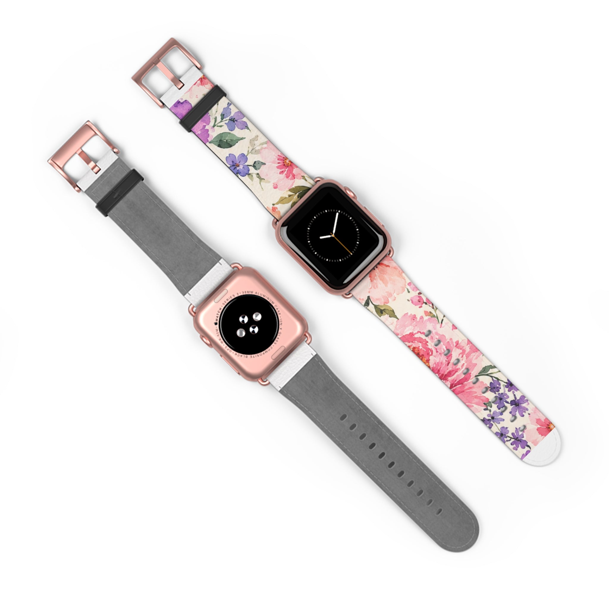 Floral Watercolor Watch Band — Pink & Lavender Garden Apple Watch Strap