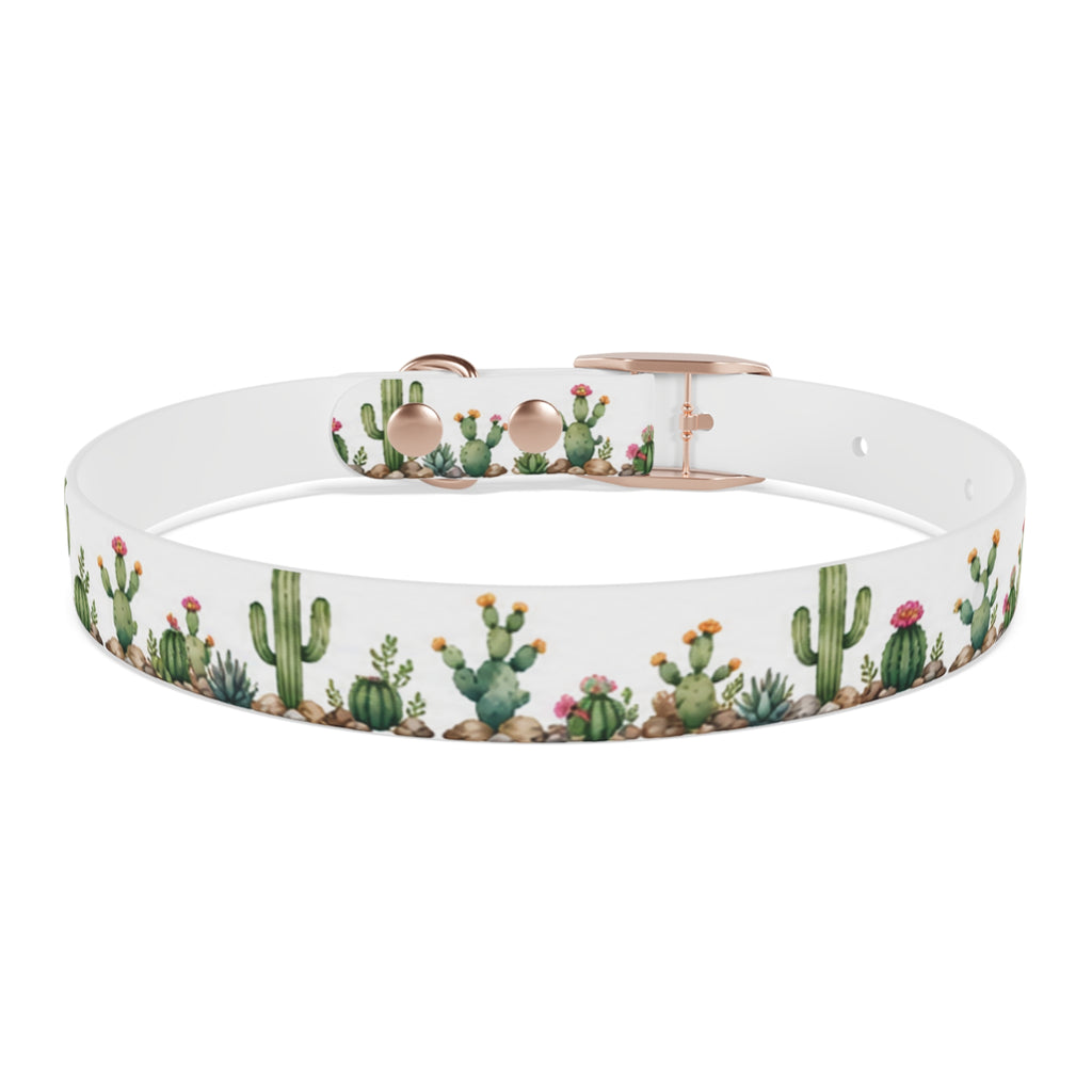 Cactus Garden Dog Collar — Watercolor Succulent Print for Small & Large Dogs