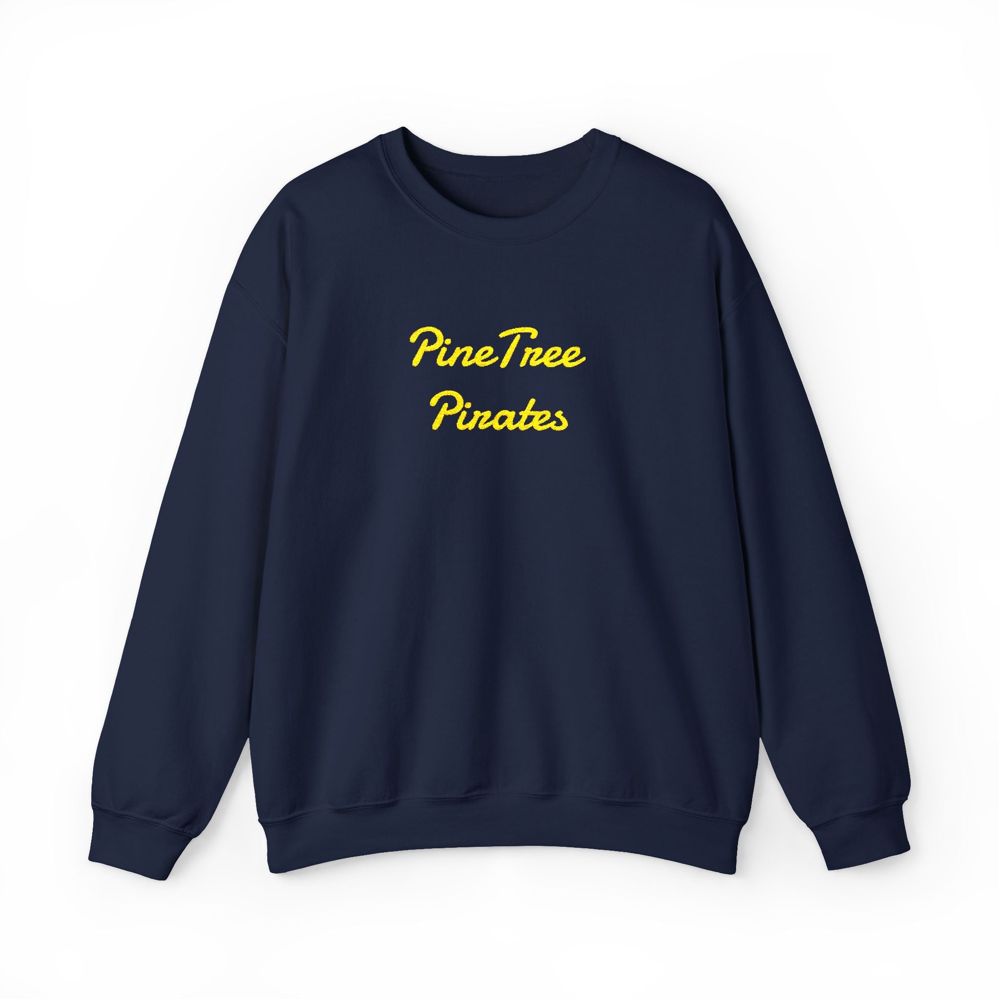 Crewneck Sweatshirt — "Pine Tree Paradise" Yellow Script Cozy Pullover