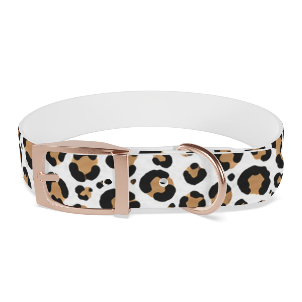 Leopard Print Dog Collar — Stylish Tan & Black Pattern for Small to Large Dogs