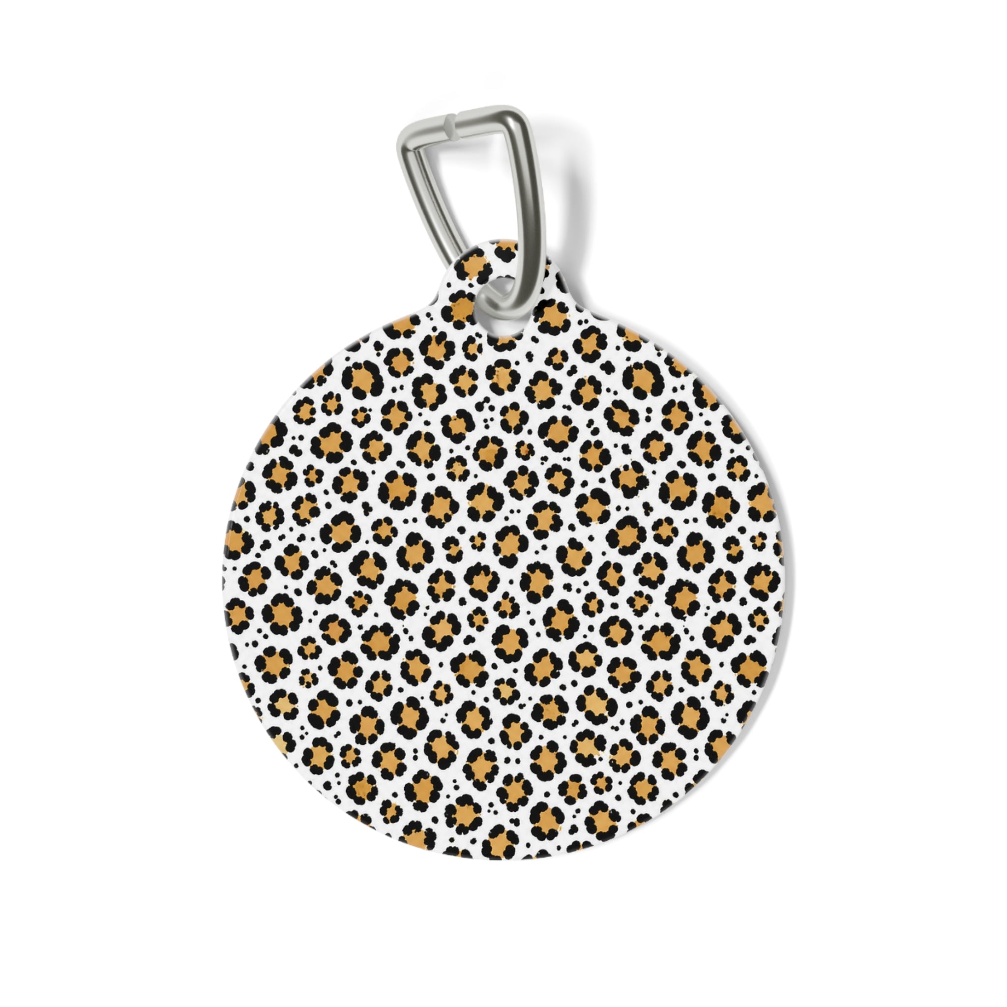 Leopard Print Pet Tag — Round Personalized ID Tag for Dogs & Cats