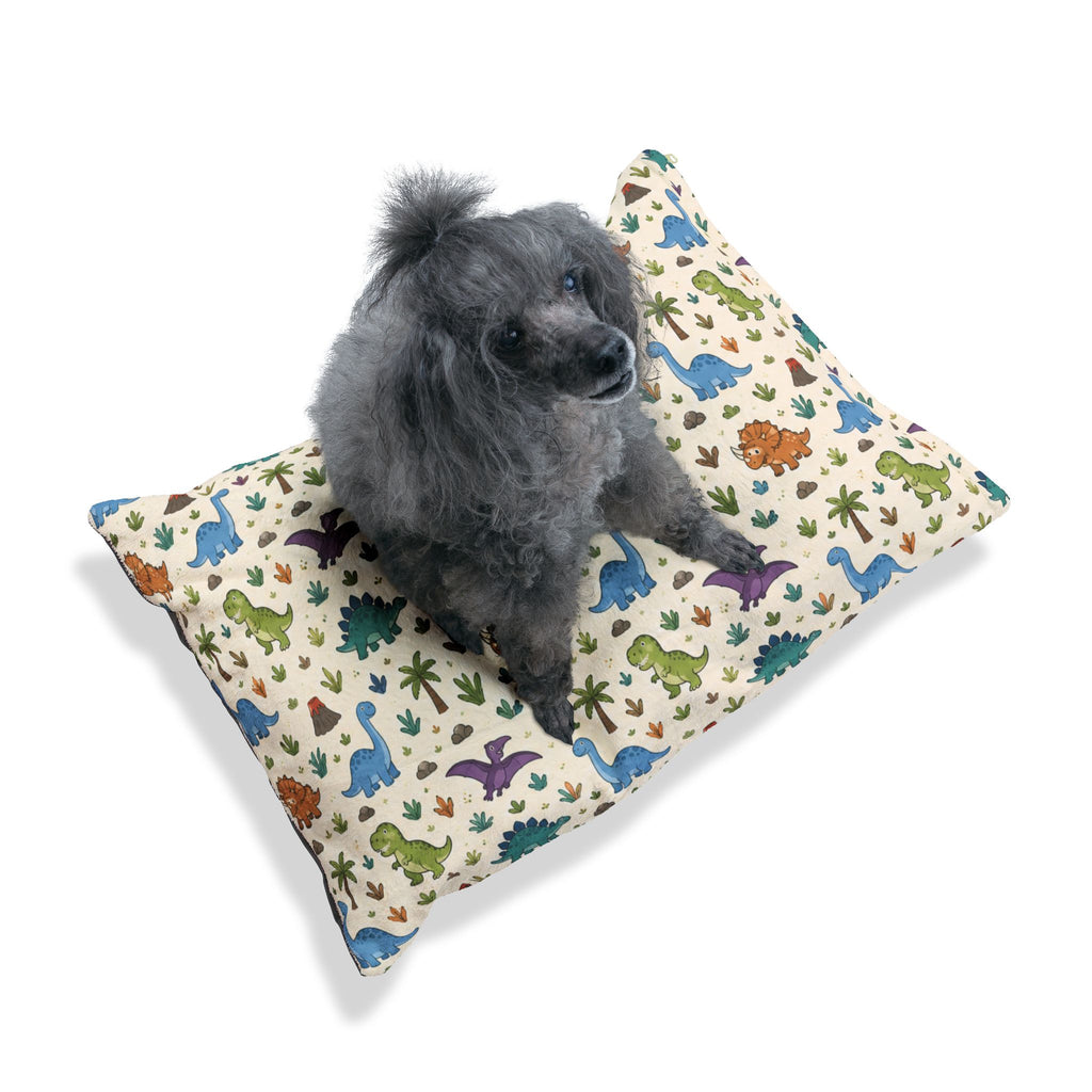 Dinosaur Pattern Pet Bed — Cute Dino Print Dog & Cat Cushion