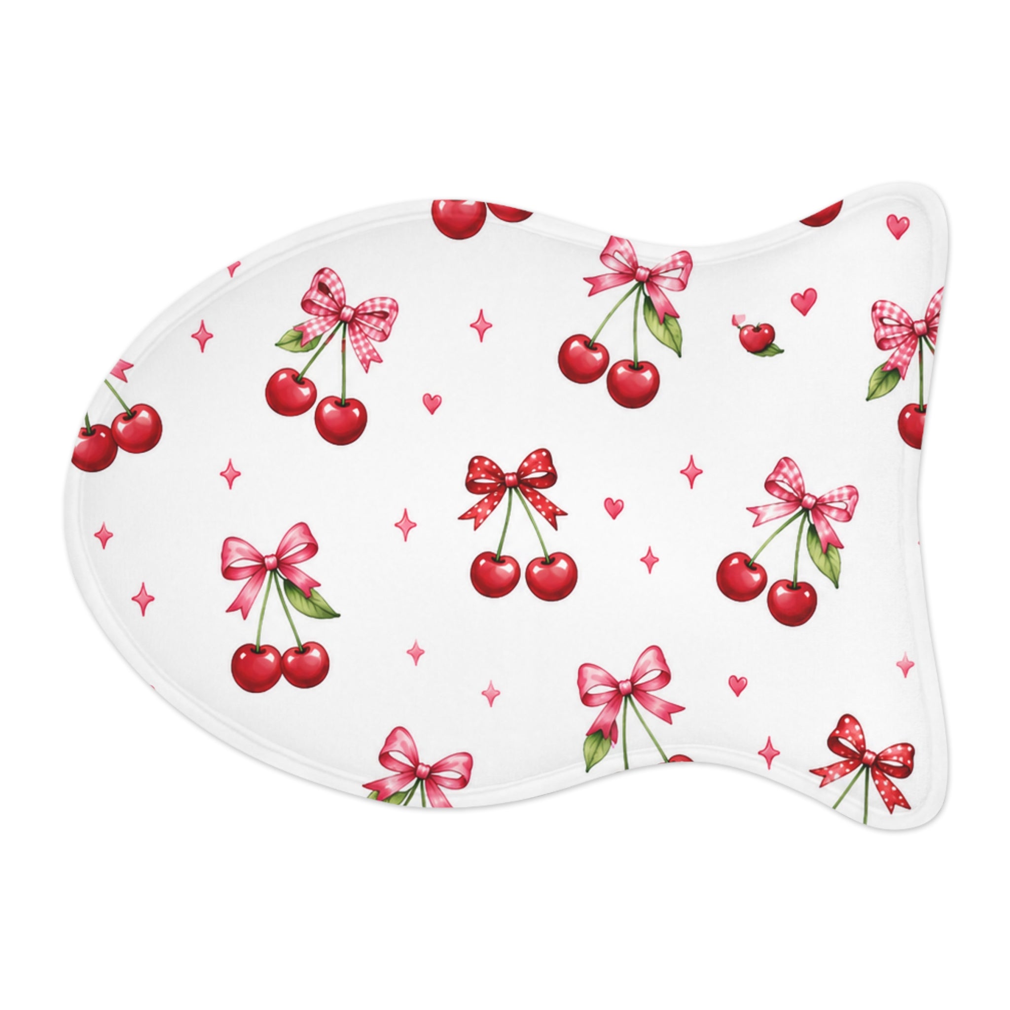 Cherry Bow Pet Feeding Mat — Cute Non-Slip Placemat for Dog & Cat Bowls