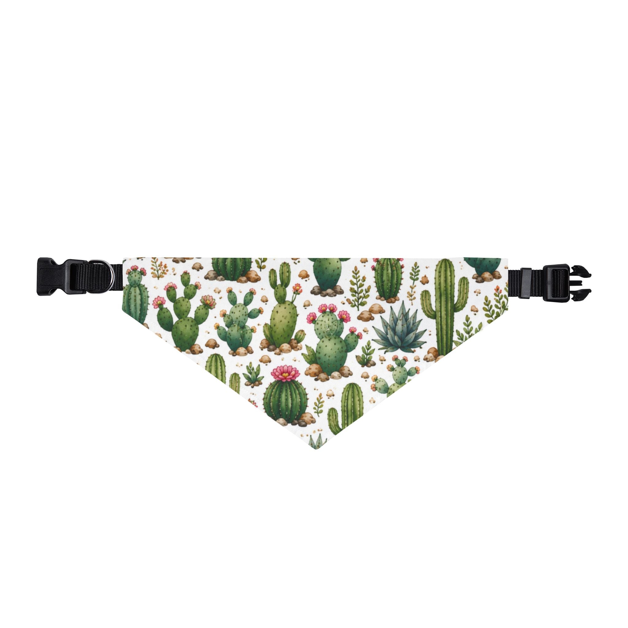 Cactus Print Clip-On Pet Bandana – Desert Succulent Dog & Cat Collar Accessory