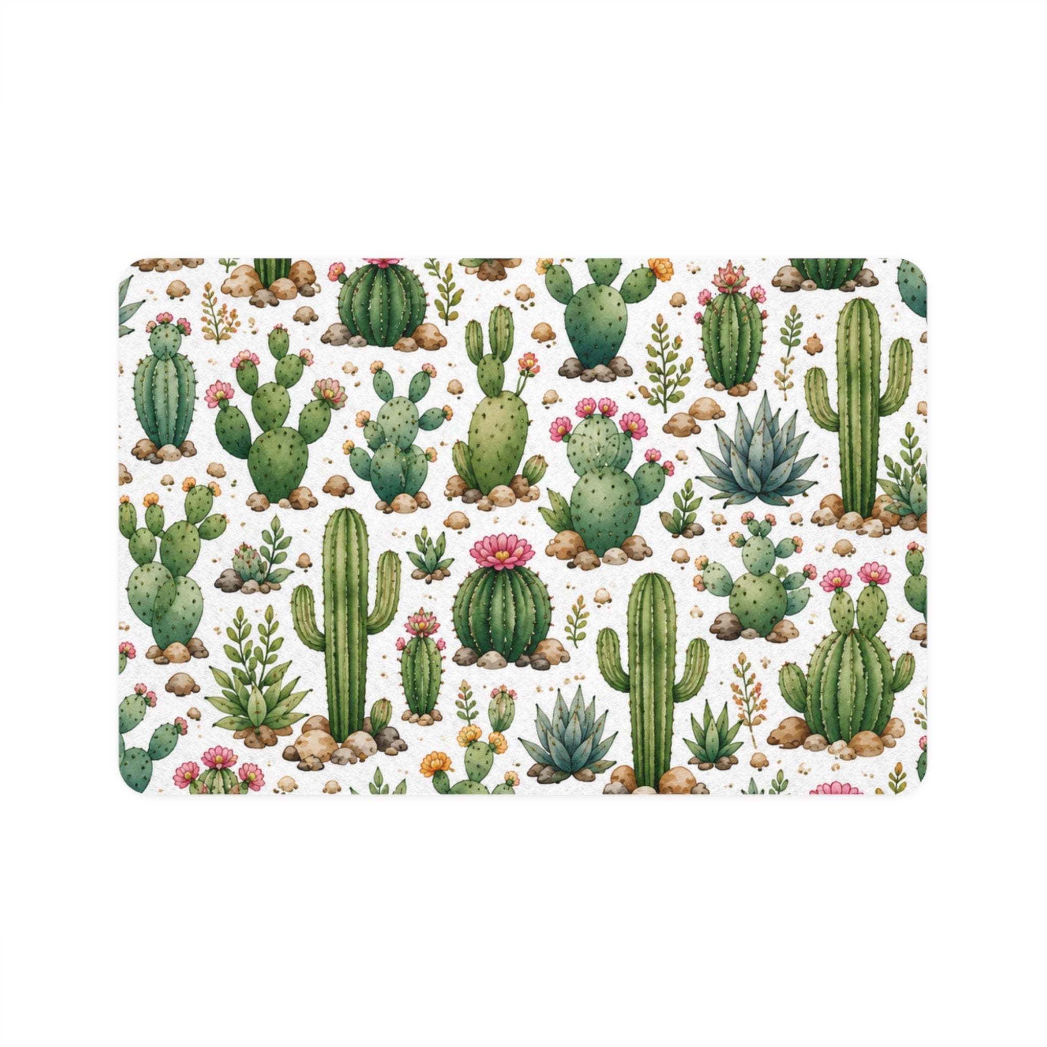 Cactus Pattern Pet Food Mat (12x18) — Non-Slip Feeding Mat for Dogs & Cats
