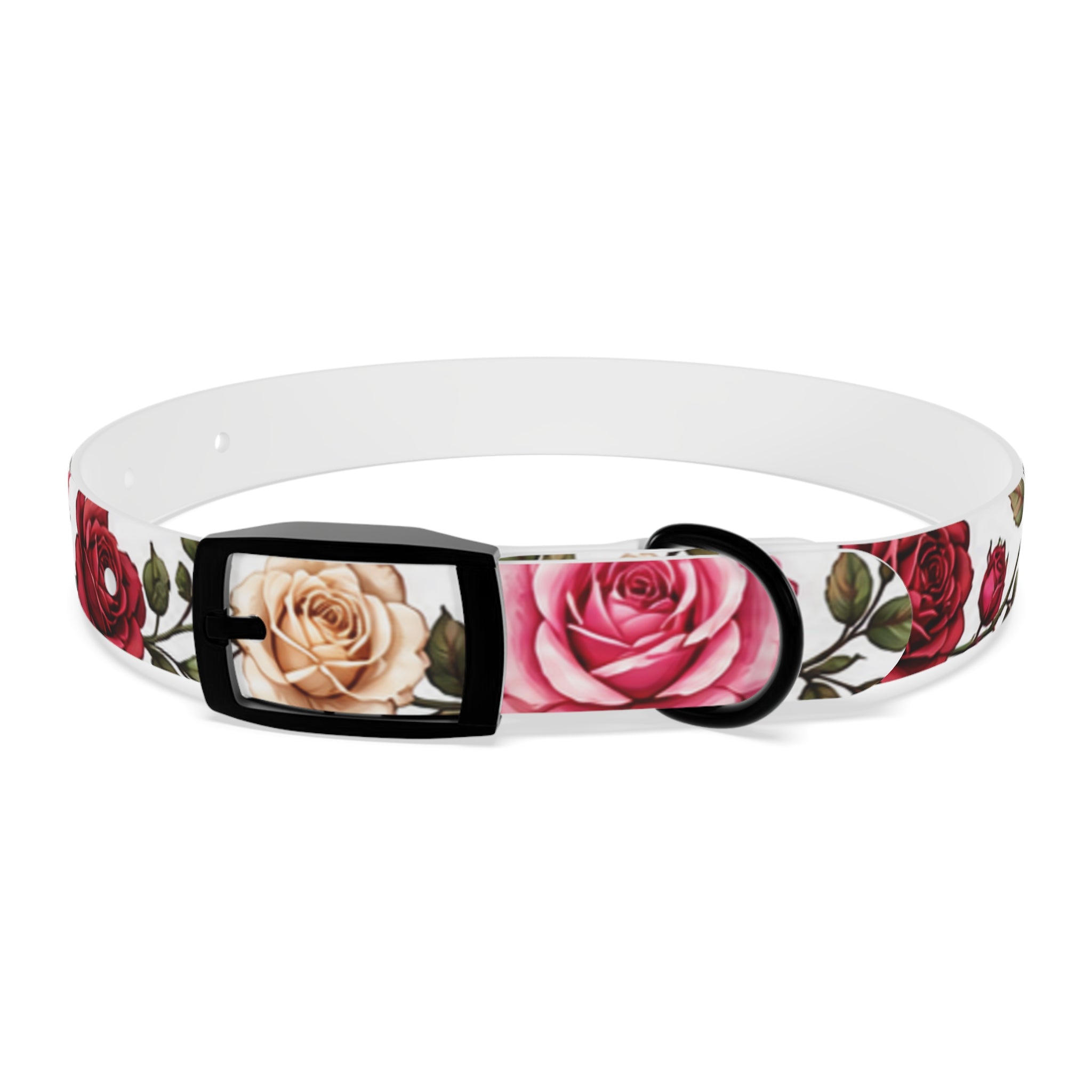 Floral Rose Dog Collar — Pink & Cream Garden Print