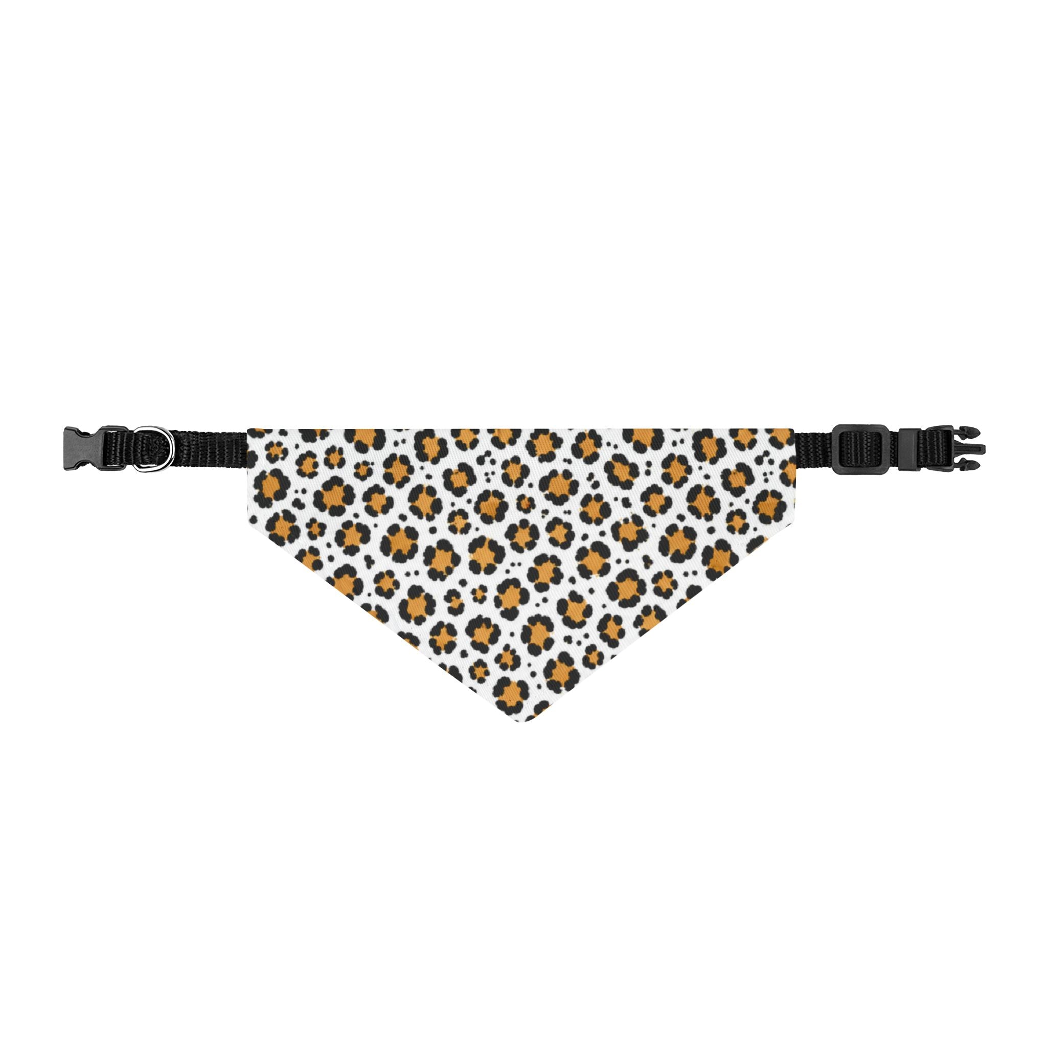 Clip-On Pet Bandana — White Leopard Print Collar Accessory
