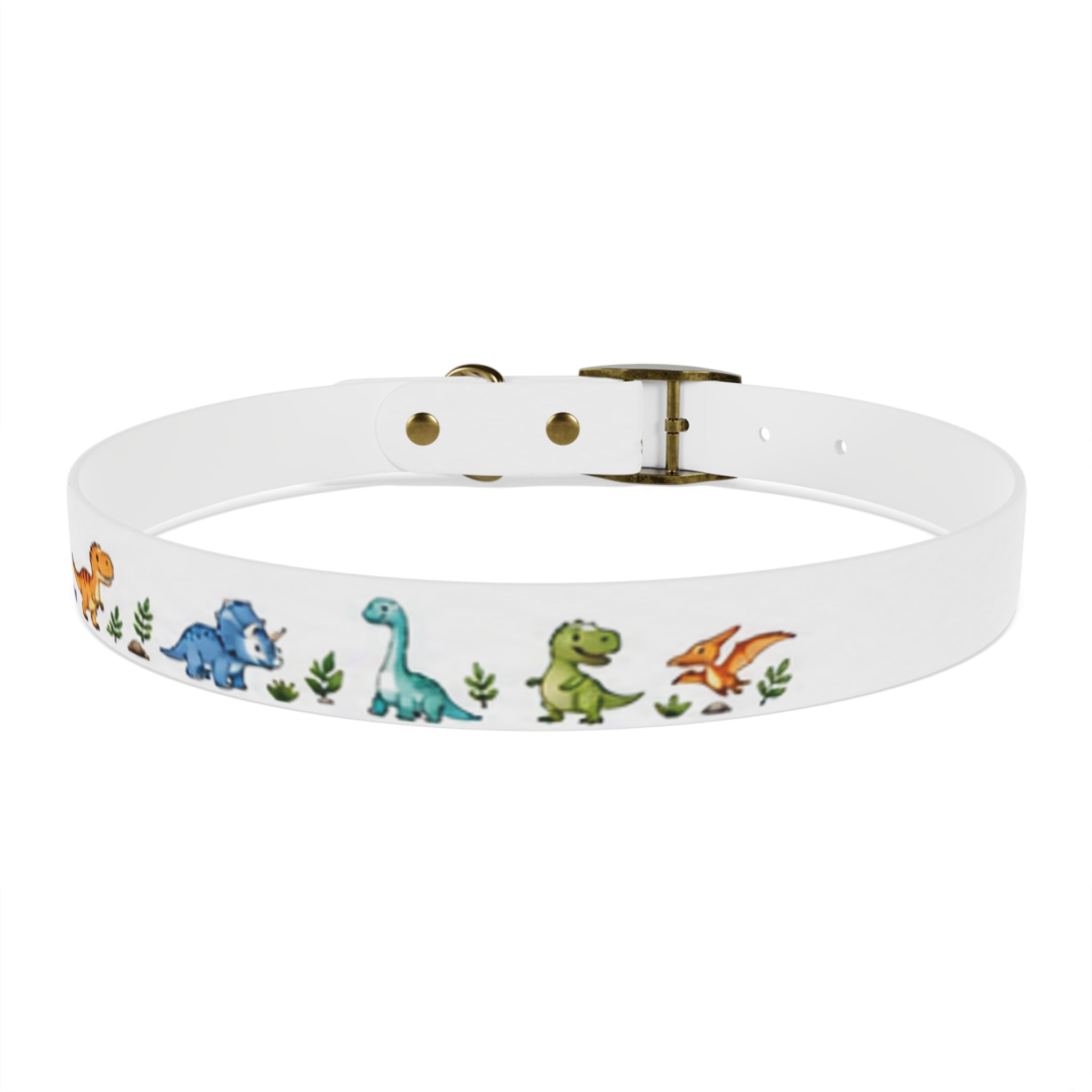 Cute Watercolor Dinosaurs Dog Collar – Adjustable Pet Collar with Colorful Dino Pattern
