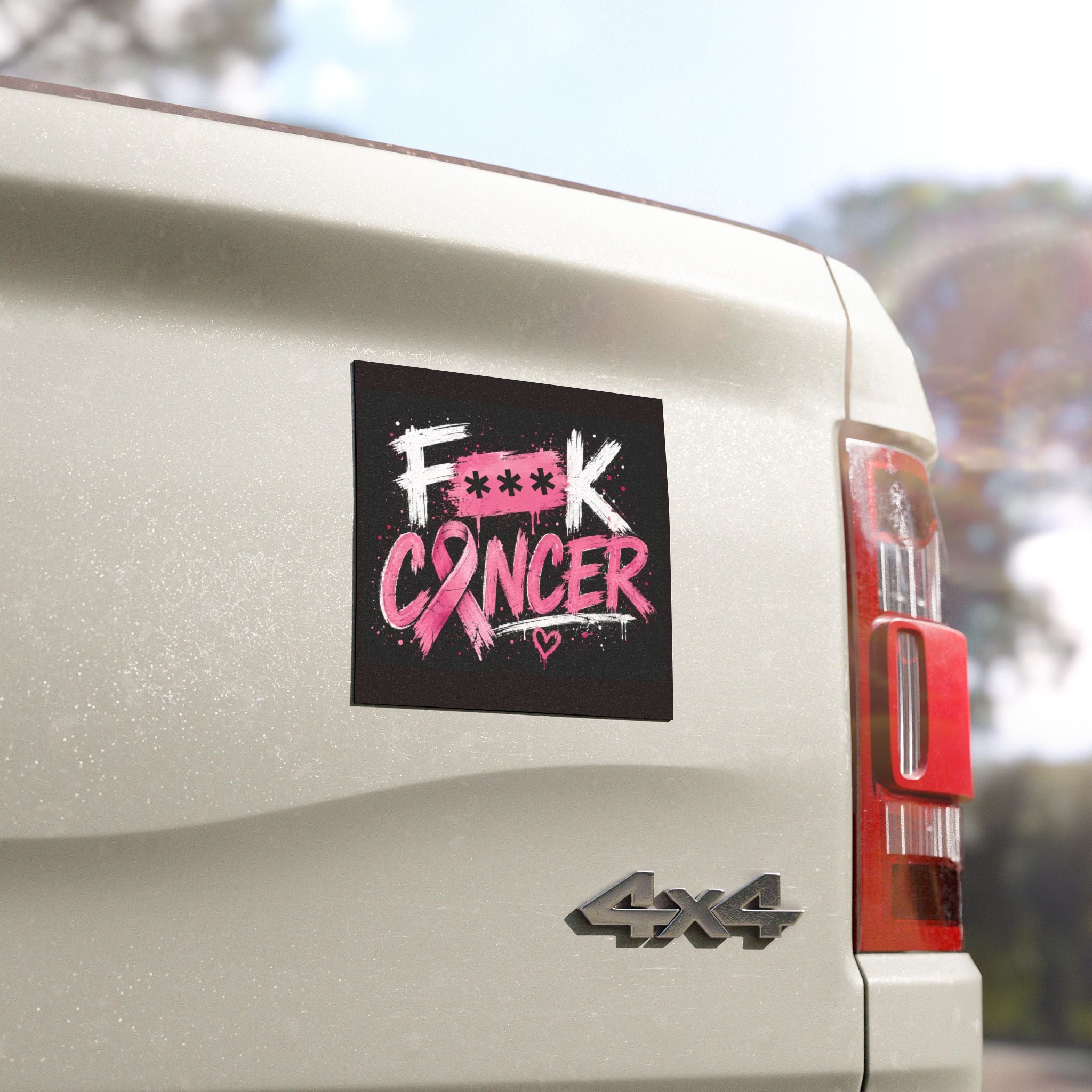 Car Magnet — “F**k Cancer” Pink Ribbon Awareness Magnetic Decal