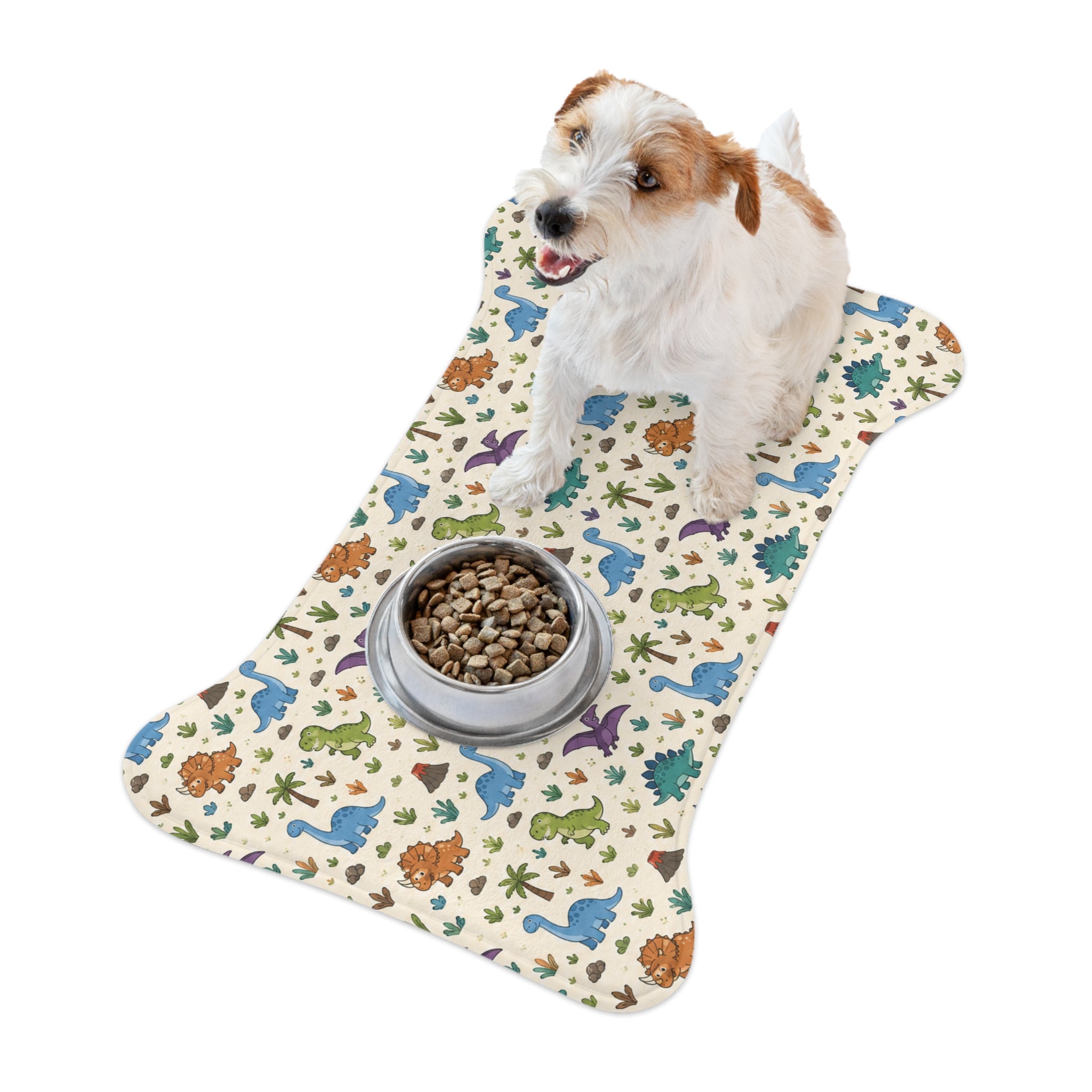 Dinosaur Print Pet Feeding Mat – Non-Slip Food & Water Placemat for Dogs & Cats
