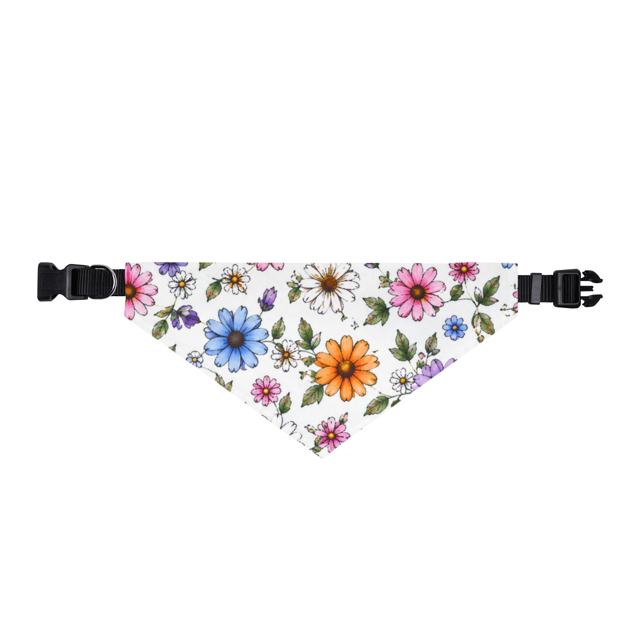 Floral Clip-On Pet Bandana — Colorful Daisy Print Dog & Cat Collar Accessory