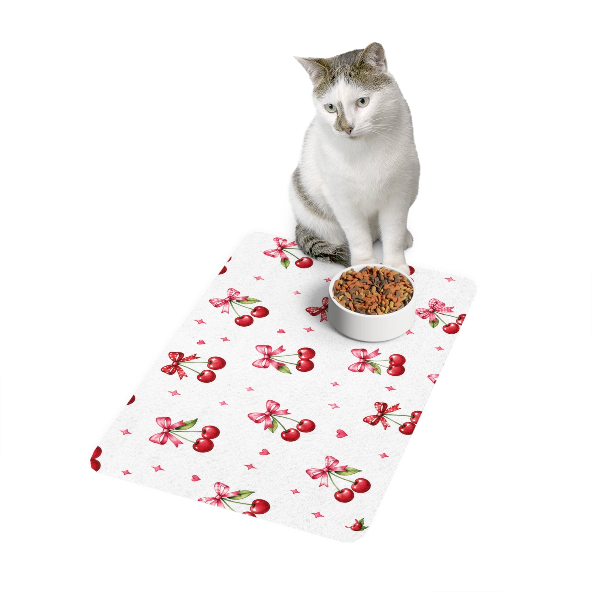 Cherry Bow Pet Food Mat (12x18)