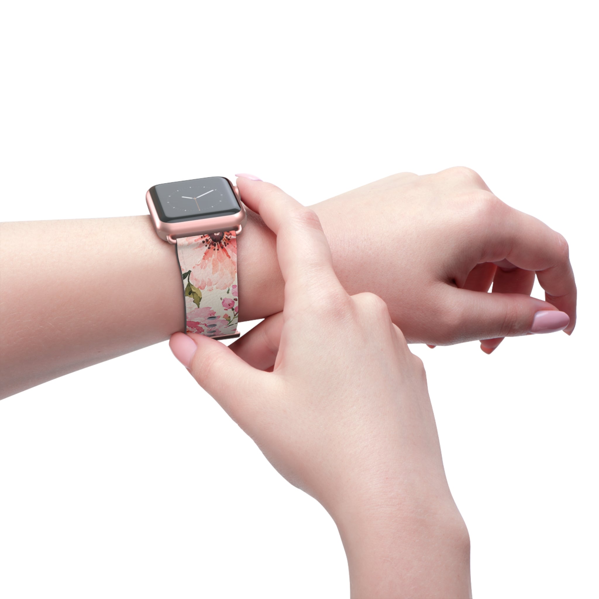 Floral Watercolor Watch Band — Pink & Lavender Garden Apple Watch Strap