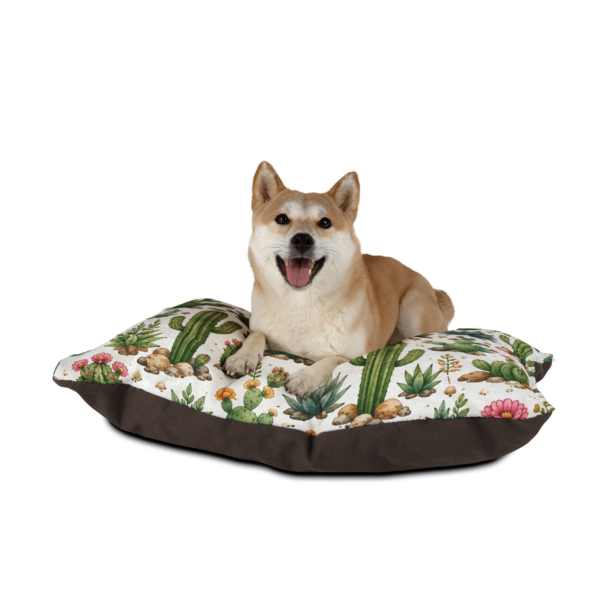 Cactus Garden Pet Bed — Floral Desert Print Dog & Cat Pillow