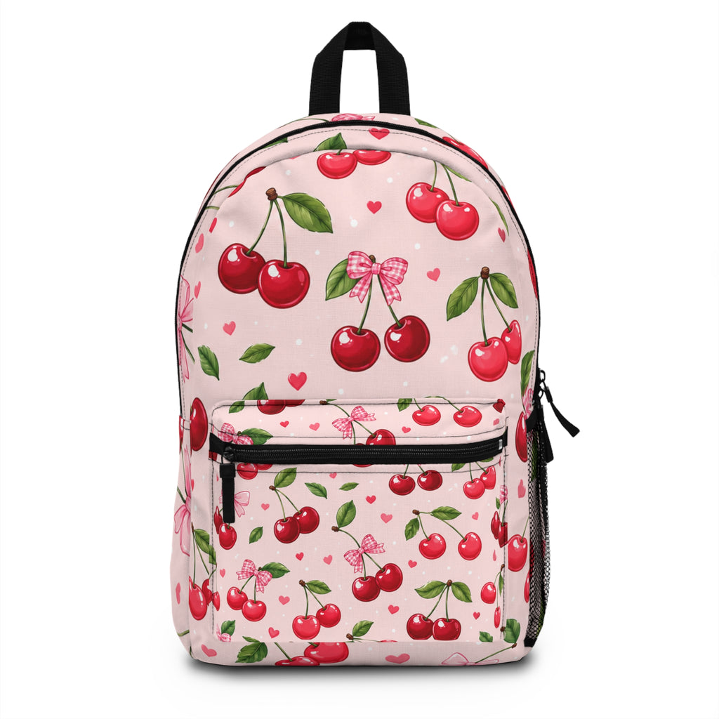 Cherry Pattern Backpack — Cute Pink Fruit Print School & Everyday Bag