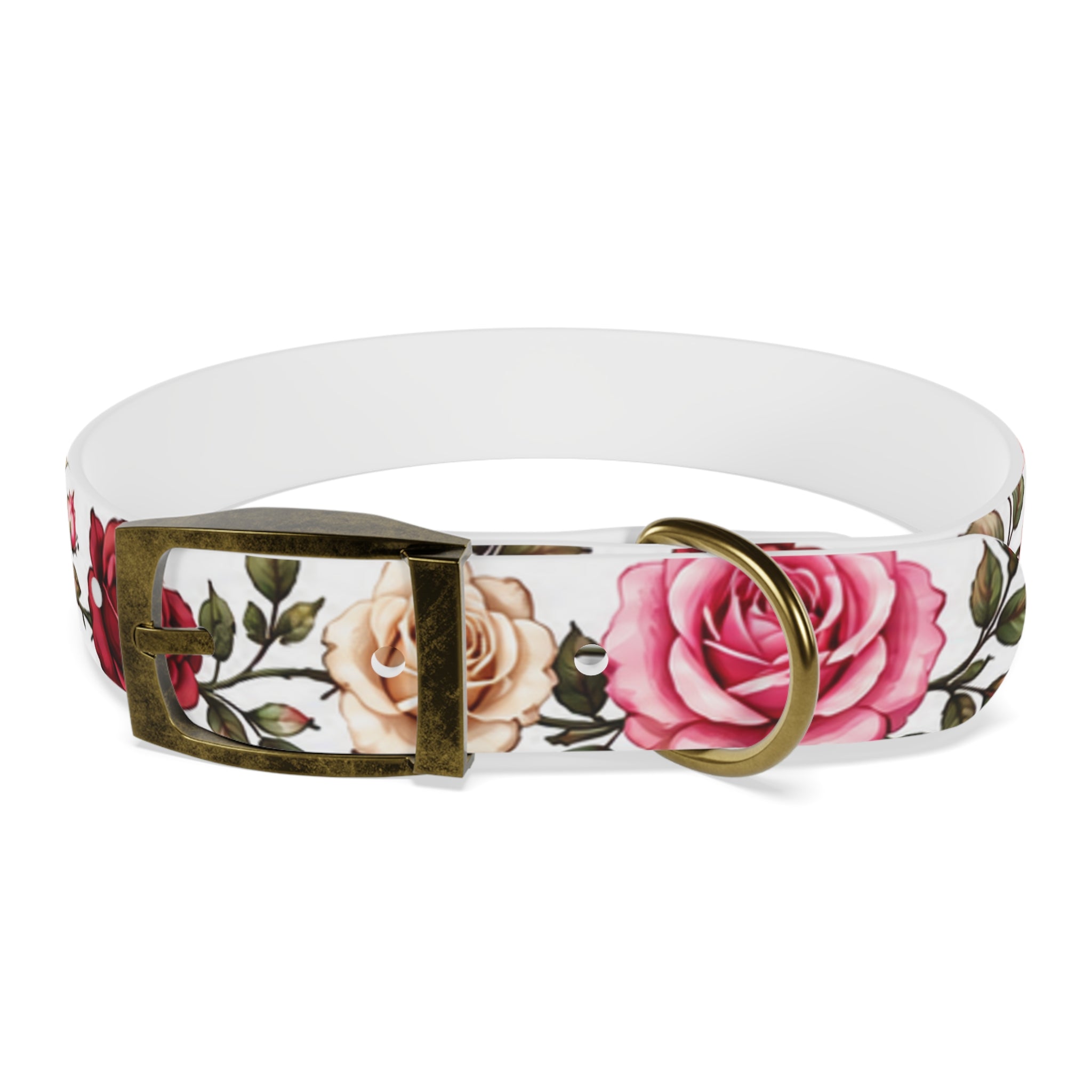 Floral Rose Dog Collar — Pink & Cream Garden Print