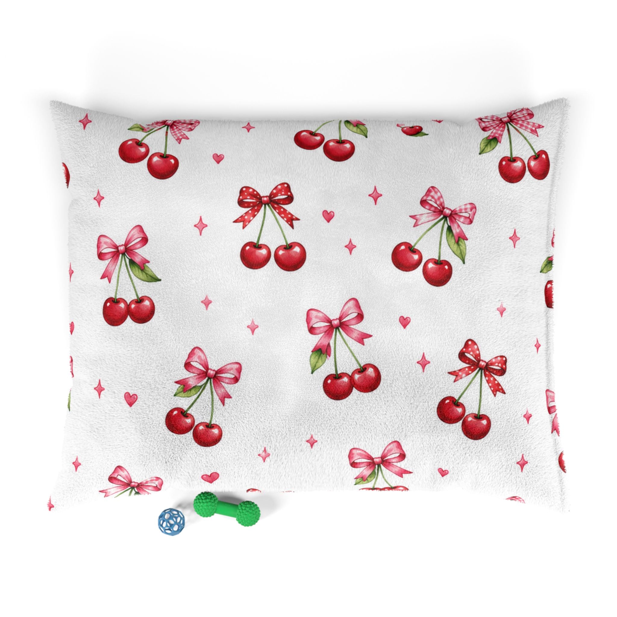 Cherry Bow Pet Bed — Cute Pink Cherry Pattern Dog & Cat Cushion