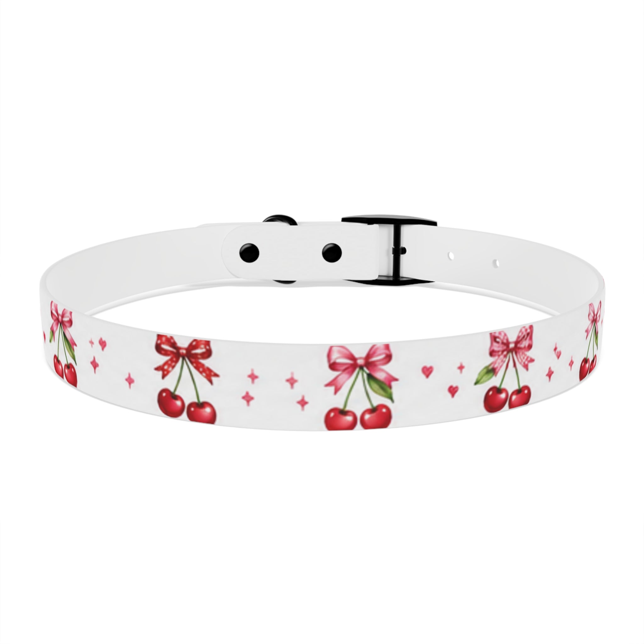 Cherry Bow Dog Collar — Cute Red Cherries Pattern Collar for Small & Medium Dogs
