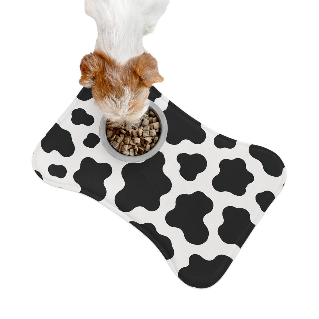Cow Print Pet Feeding Mat — Non-Slip, Waterproof Dog & Cat Bowl Placemat