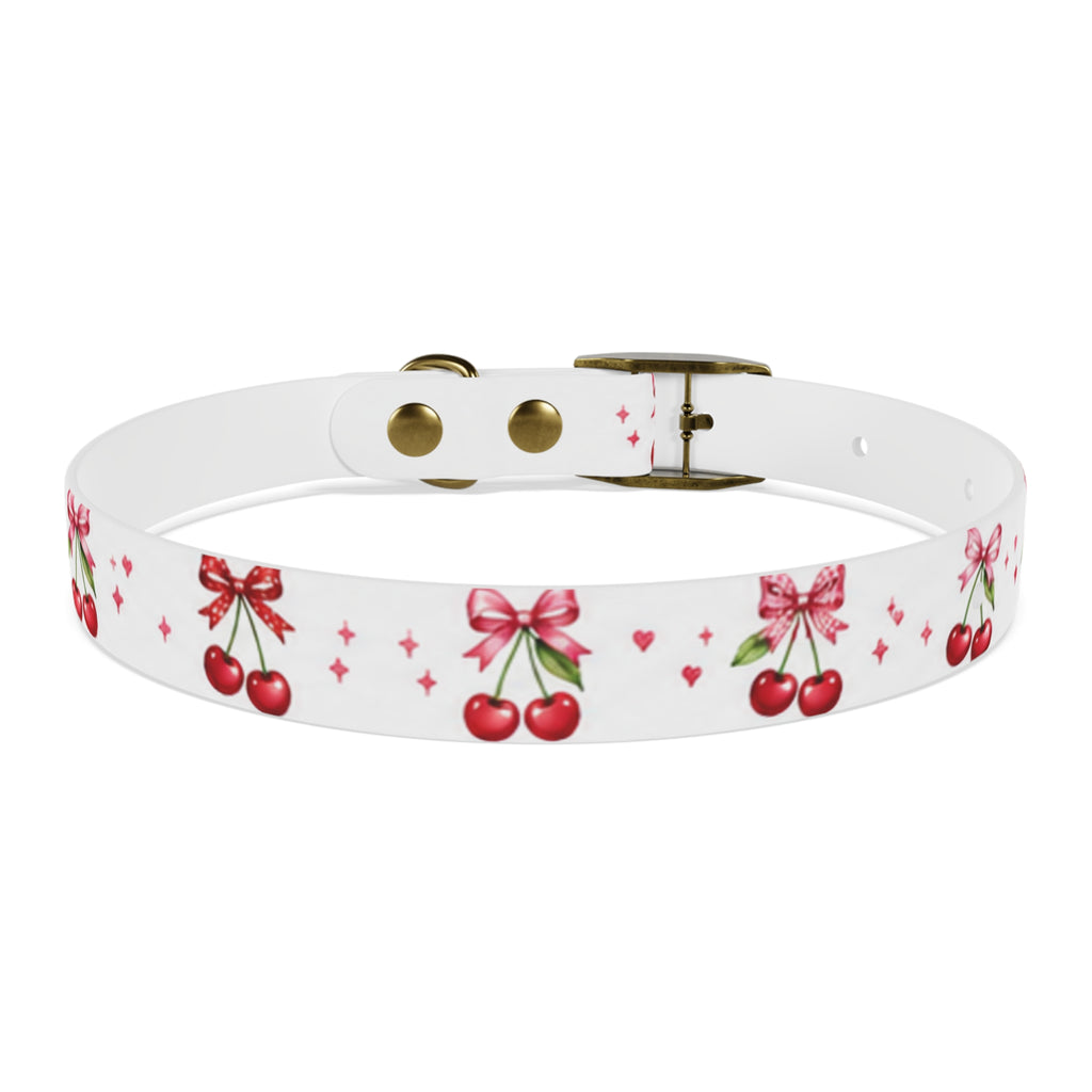 Cherry Bow Dog Collar — Cute Red Cherries Pattern Collar for Small & Medium Dogs