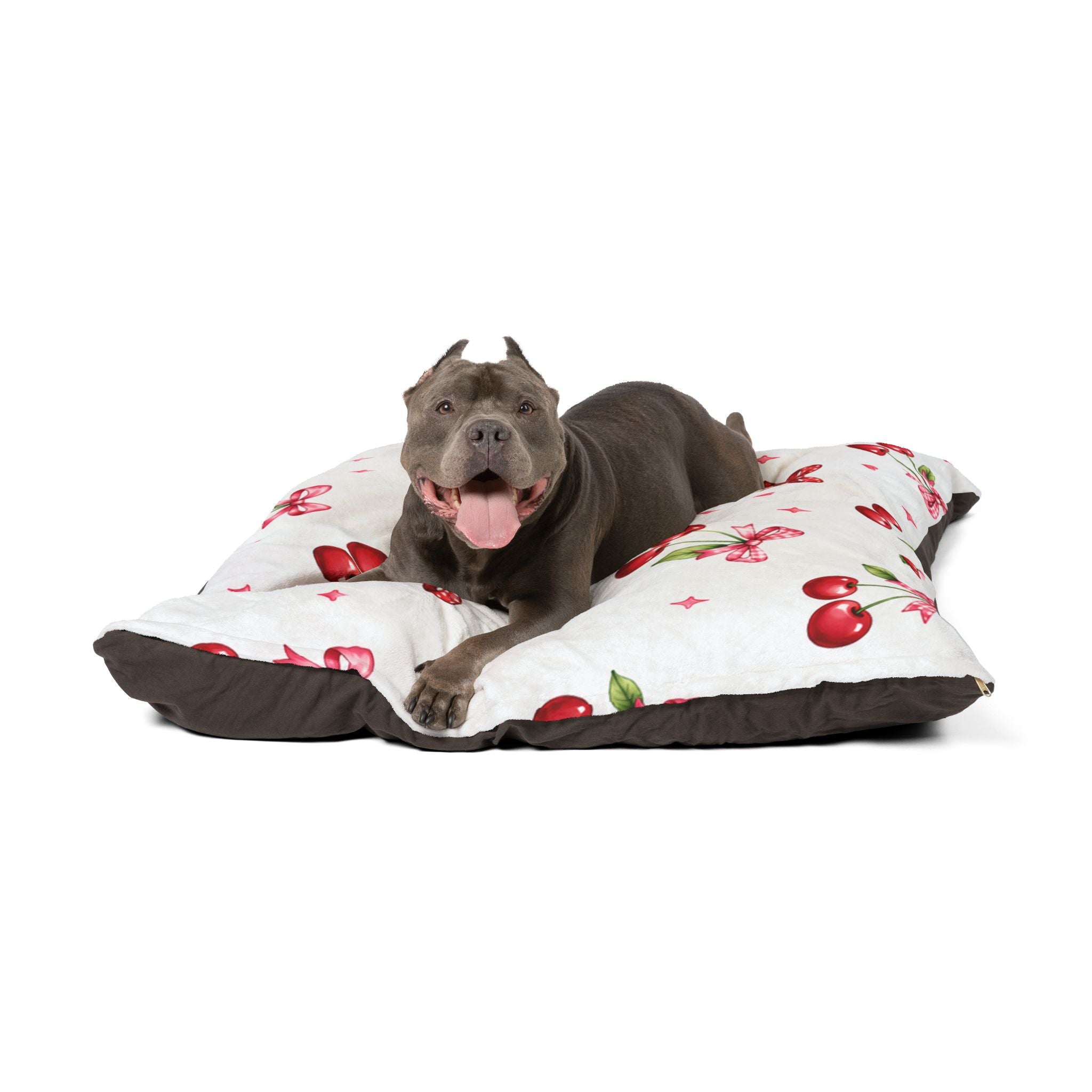Cherry Bow Pet Bed — Cute Pink Cherry Pattern Dog & Cat Cushion