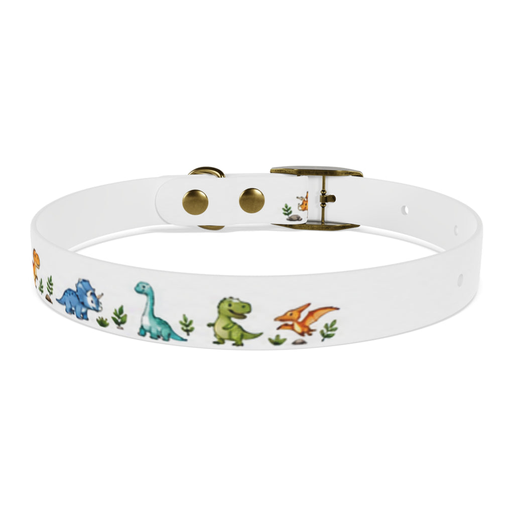 Cute Watercolor Dinosaurs Dog Collar – Adjustable Pet Collar with Colorful Dino Pattern