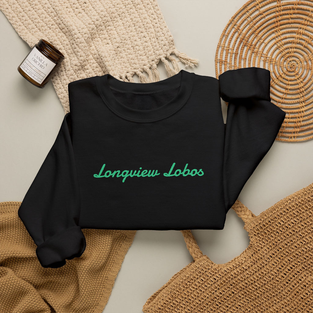 Longview Lobos Crewneck Sweatshirt — Embroidered School Spirit Pullover