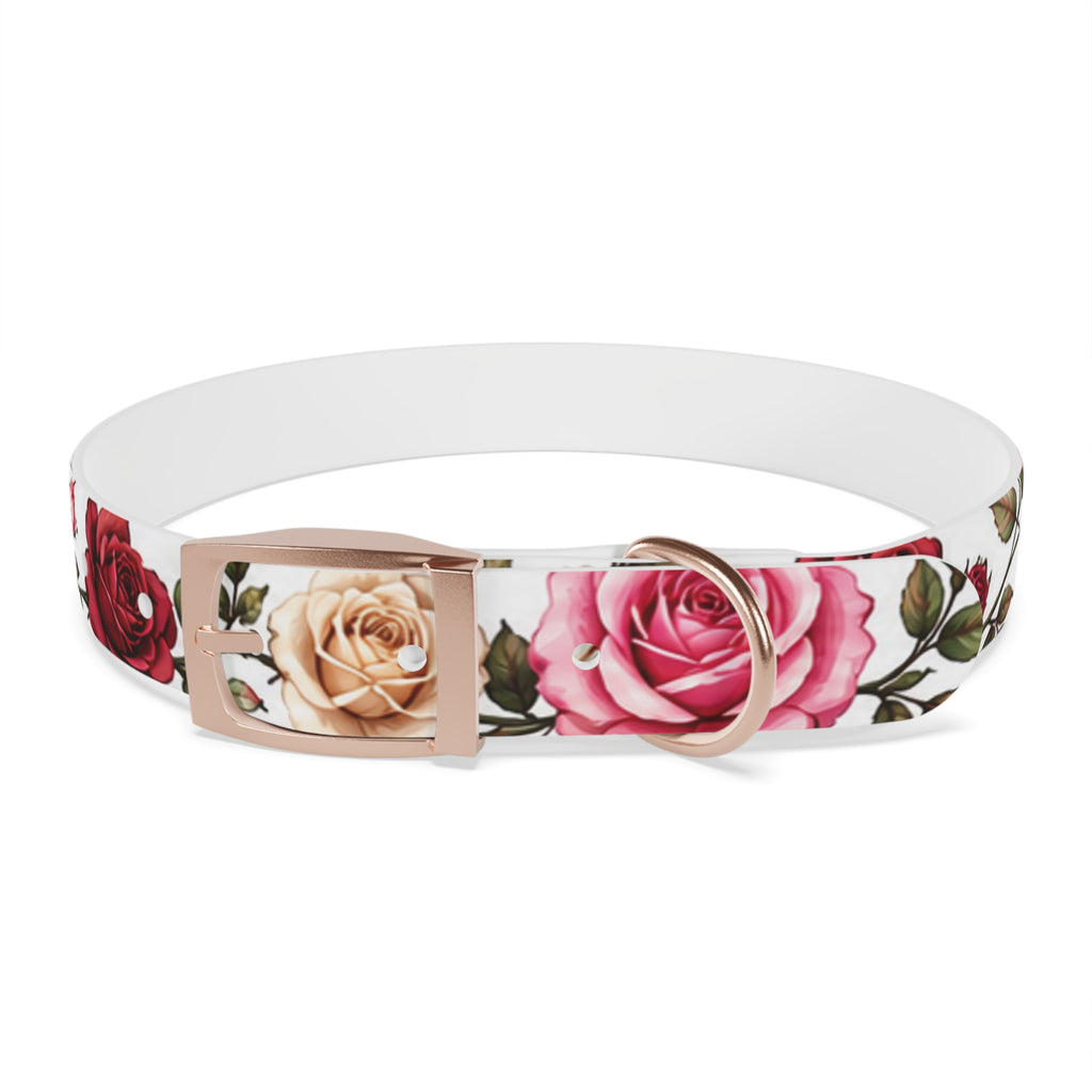 Floral Rose Dog Collar — Pink & Cream Garden Print