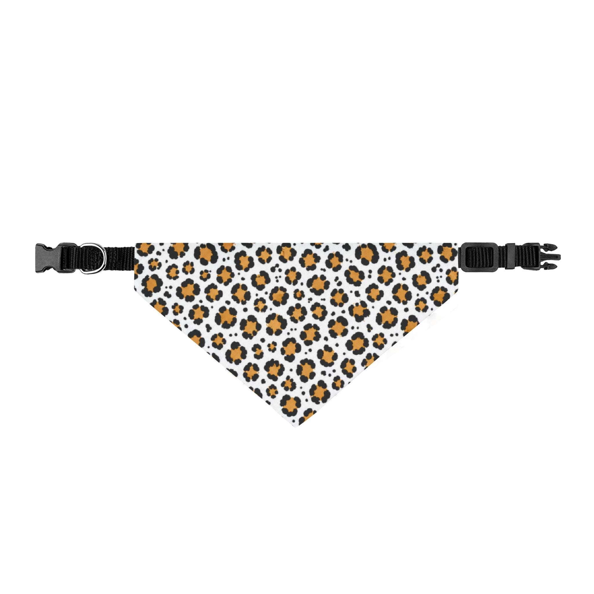 Clip-On Pet Bandana — White Leopard Print Collar Accessory