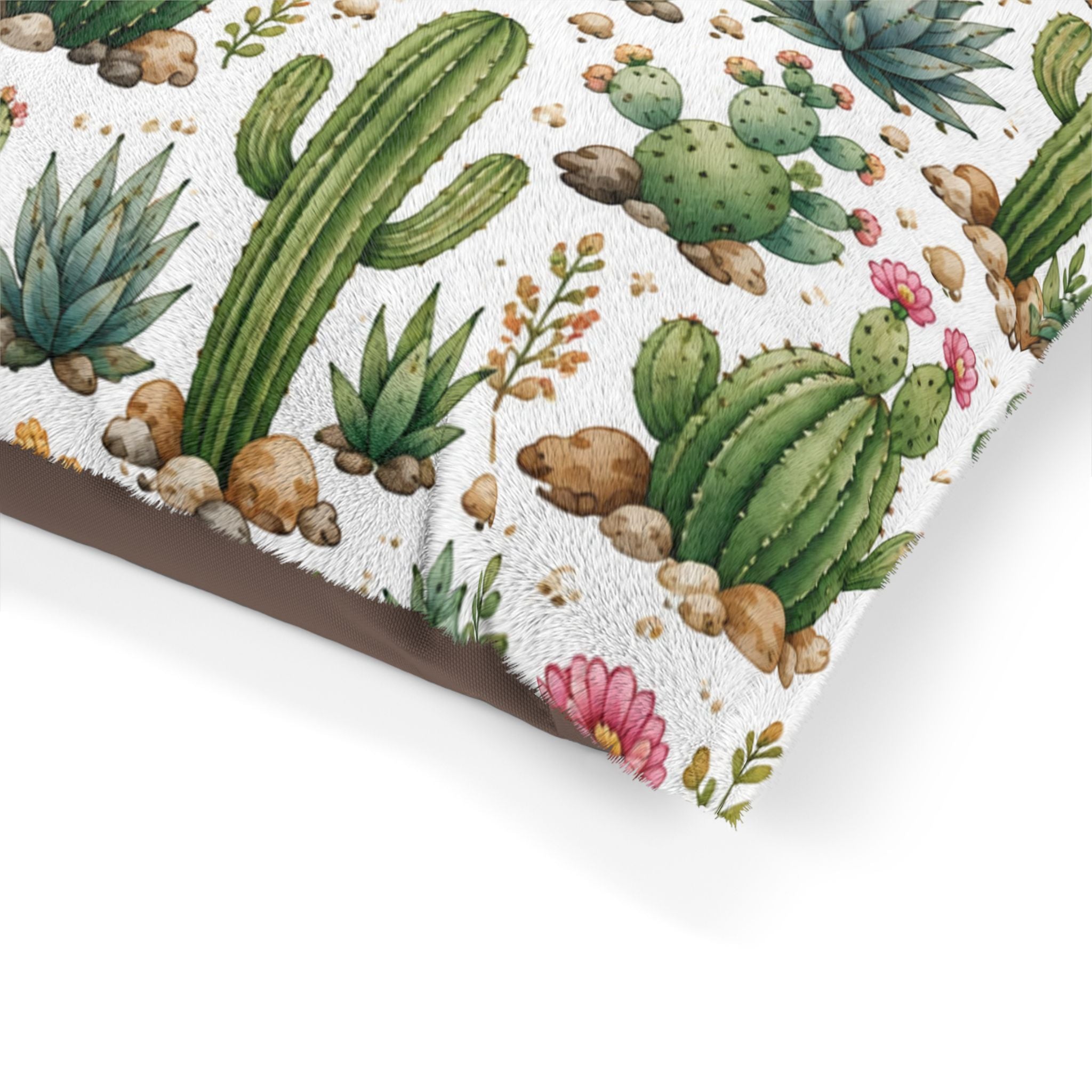 Cactus Garden Pet Bed — Floral Desert Print Dog & Cat Pillow