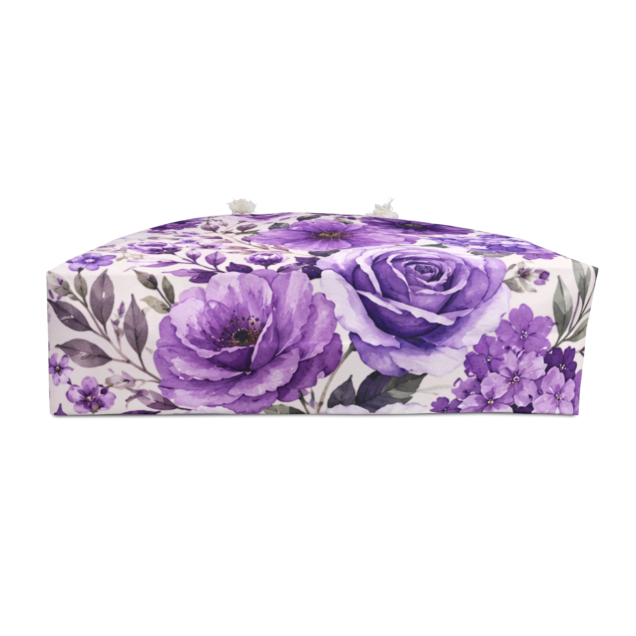 Purple Floral Weekender Bag — Large Travel Tote with Violet Rose & Anemone Print