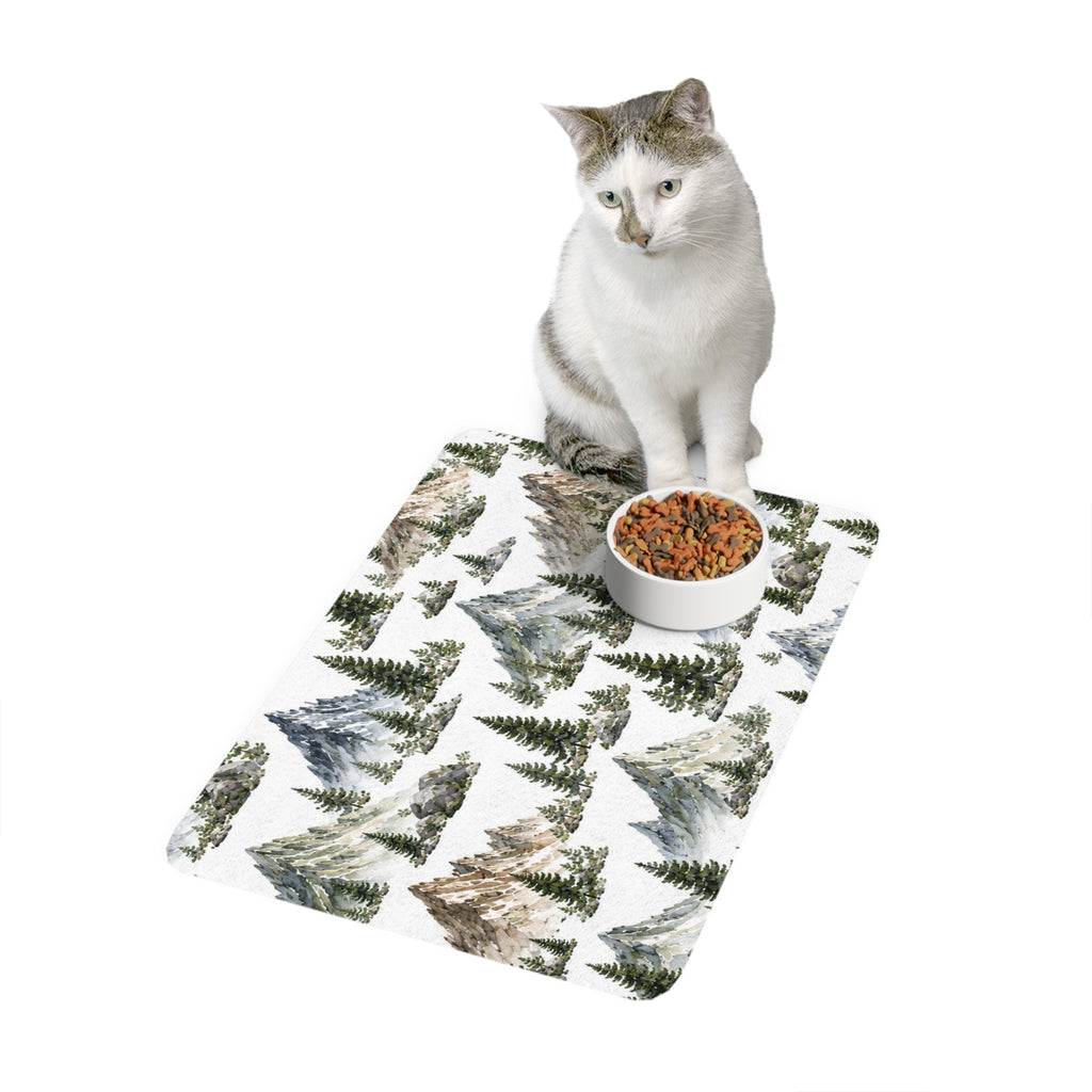 Mountain Pines Pet Food Mat (12x18) - Scenic Outdoor Dog & Cat Feeding Mat