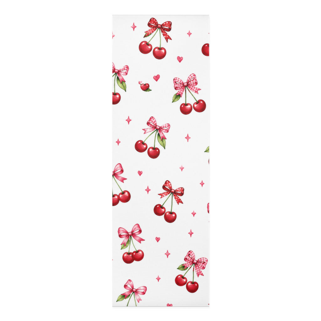 Cherry Bow Foam Yoga Mat — Cute Retro Cherry Pattern Yoga Mat for Women & Teens