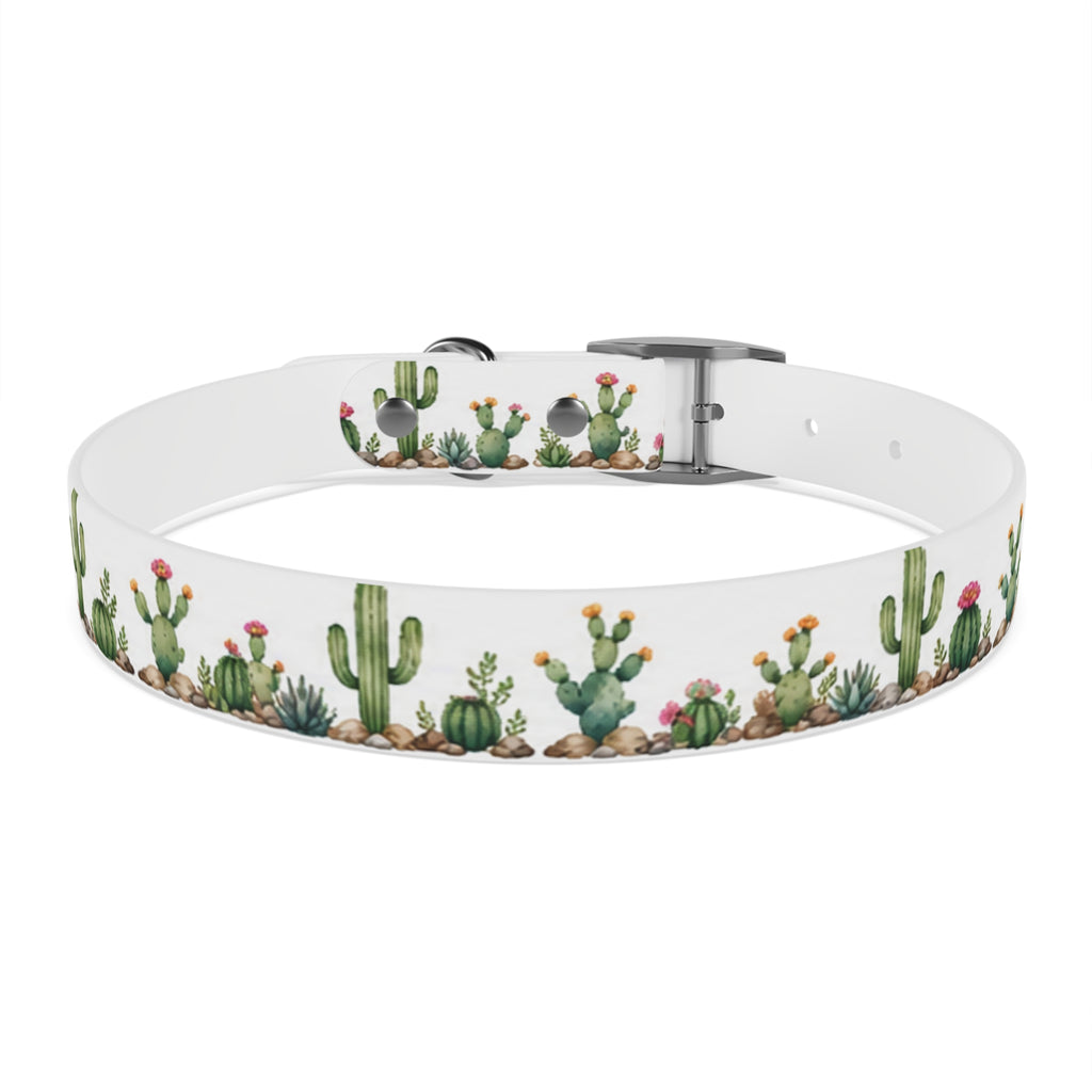 Cactus Garden Dog Collar — Watercolor Succulent Print for Small & Large Dogs