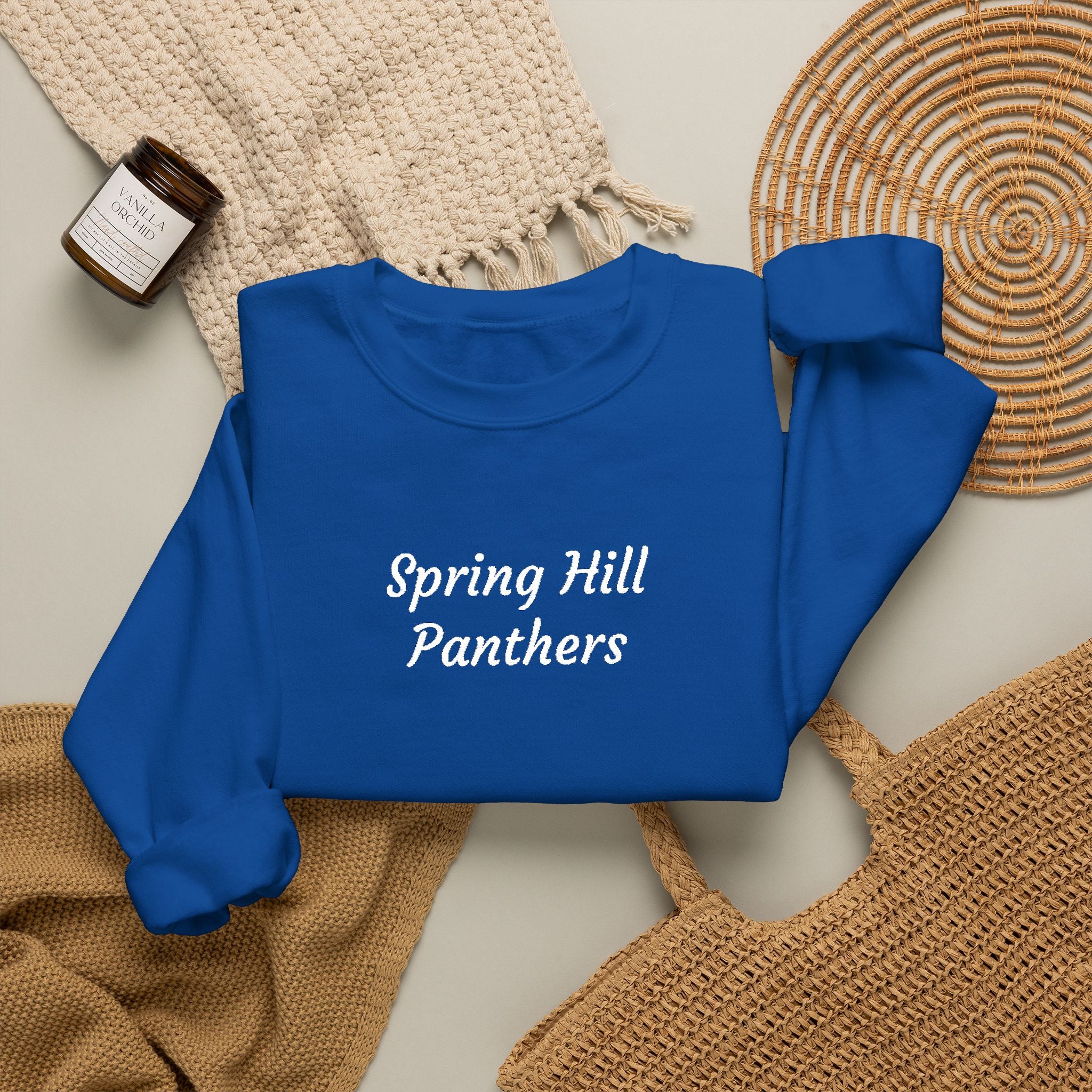 Crewneck Sweatshirt — 'Spring Hill Panthers' Minimalist School Crew