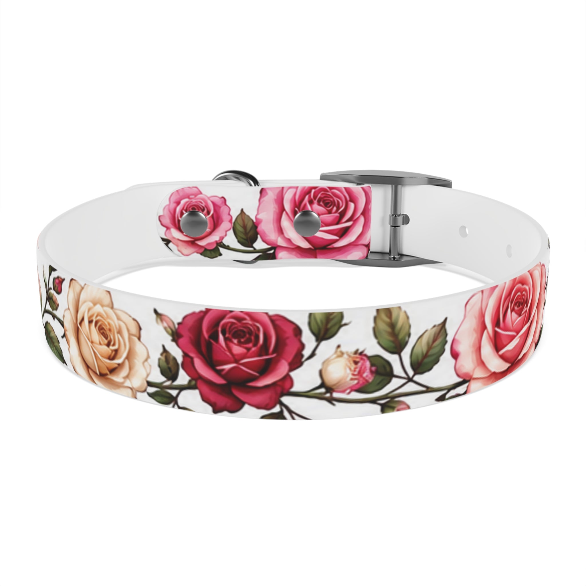 Floral Rose Dog Collar — Pink & Cream Garden Print