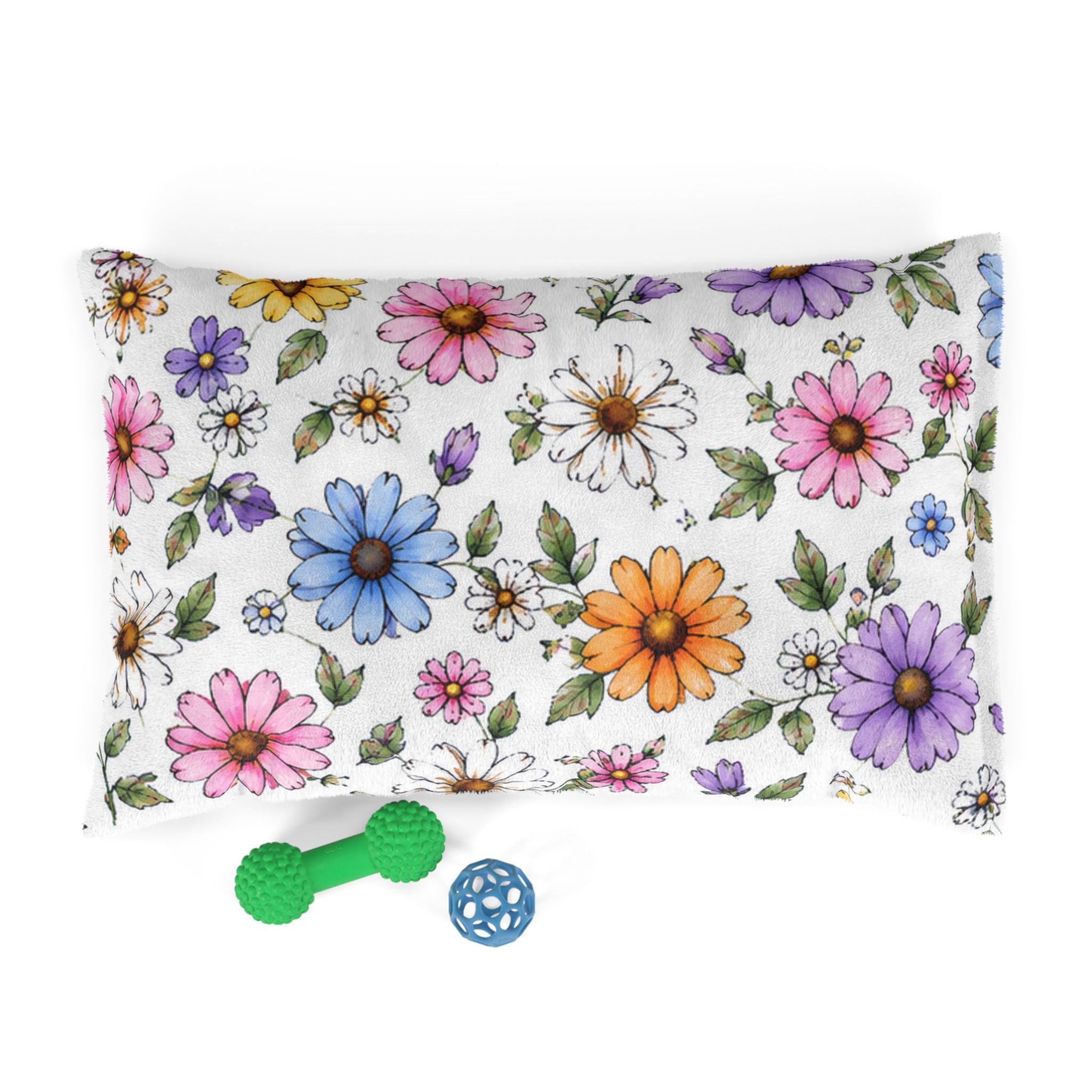 Floral Daisy Pattern Pet Bed — Soft Cozy Cushion for Cats & Dogs