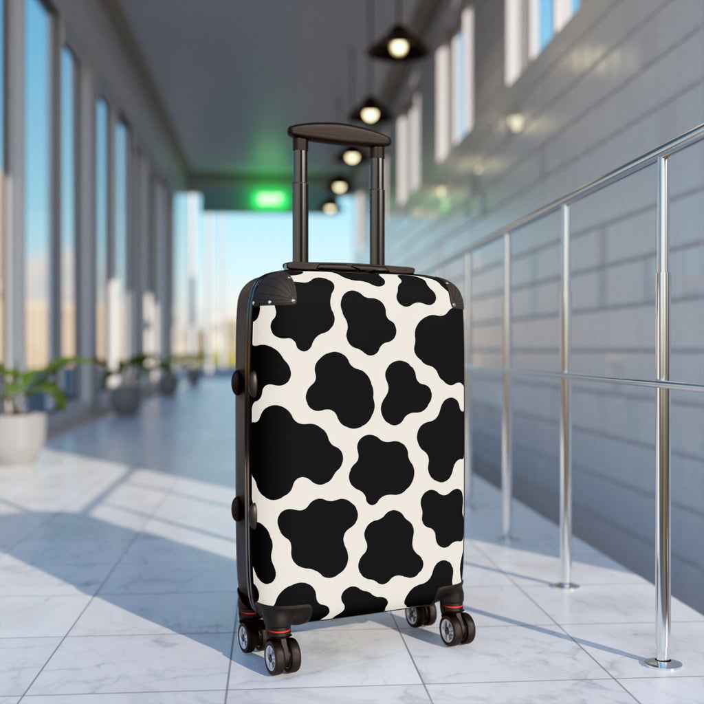 Cow Print Carry-On Suitcase — Black & White Animal Pattern Travel Luggage