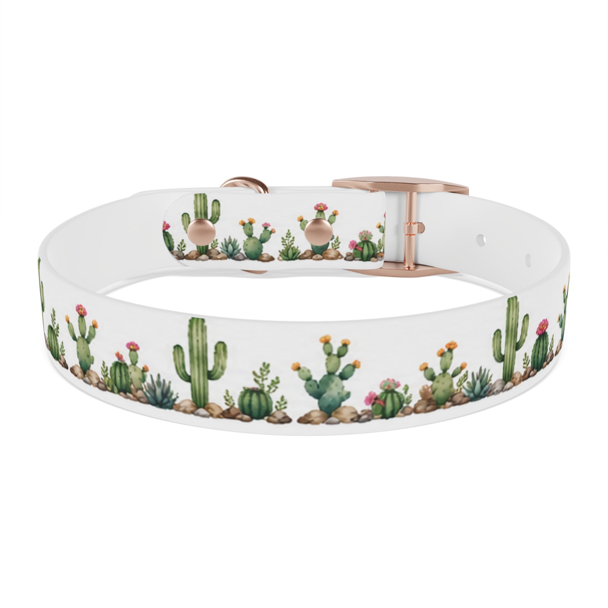 Cactus Garden Dog Collar — Watercolor Succulent Print for Small & Large Dogs