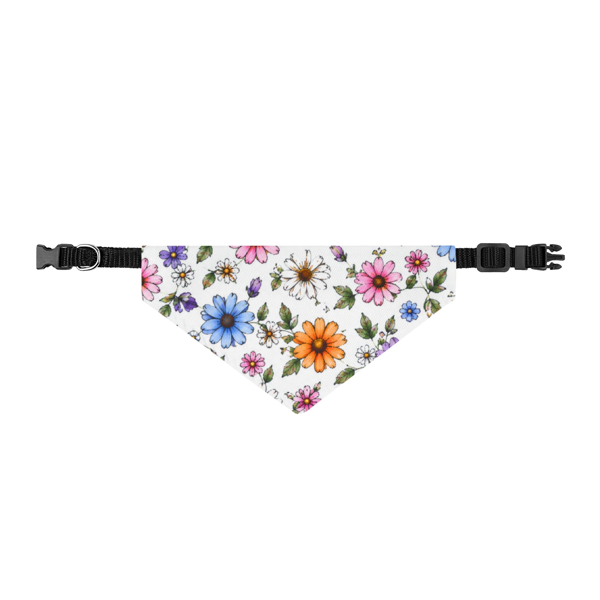Floral Clip-On Pet Bandana — Colorful Daisy Print Dog & Cat Collar Accessory